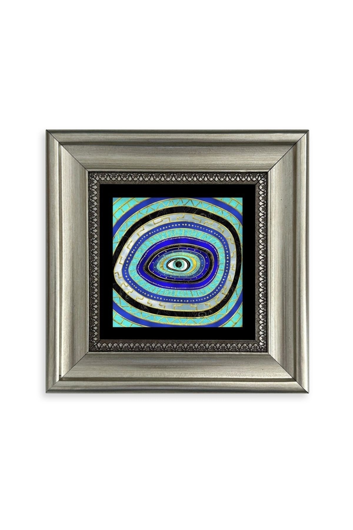 Nazar Boncuğu Çerçeveli Taş Tablo 20 cm