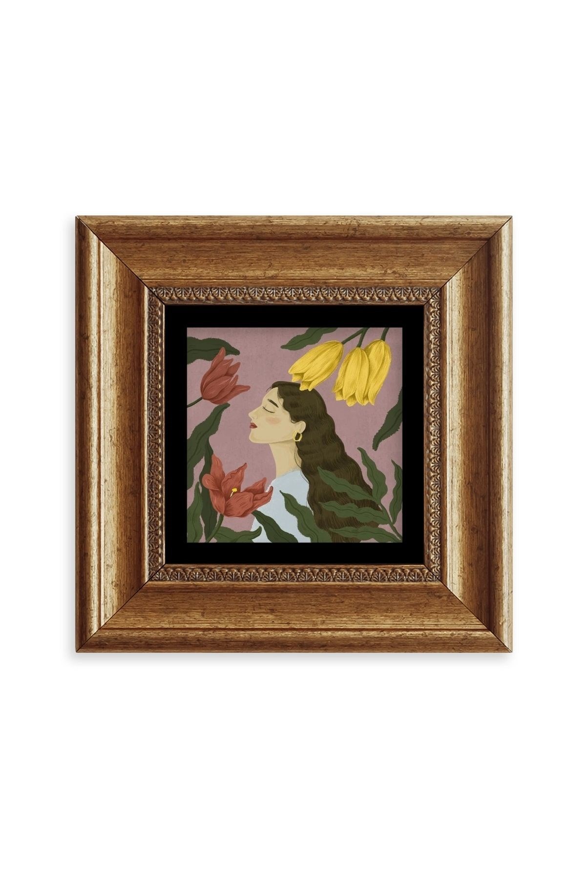 Kadın Çerçeveli Taş Tablo 20 cm