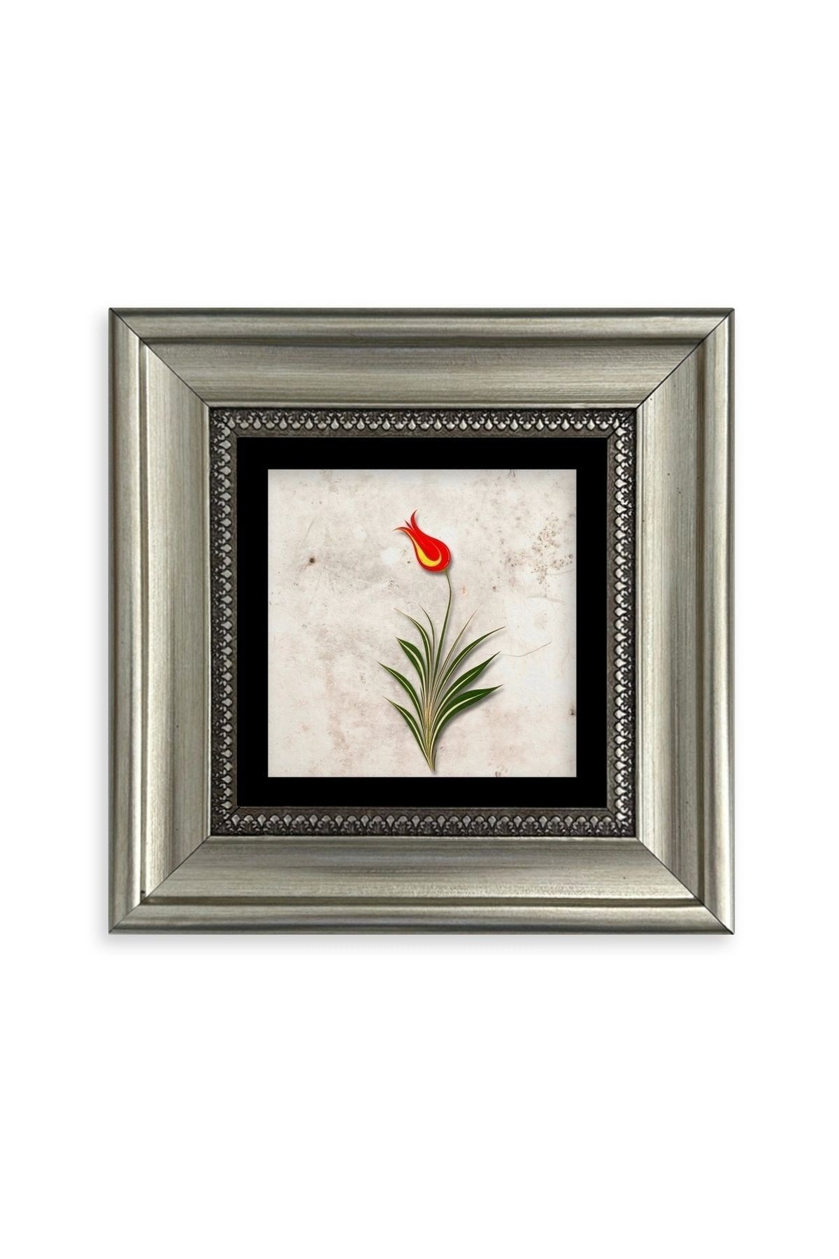 Ebru Lale Çerçeveli Taş Tablo 20 cm