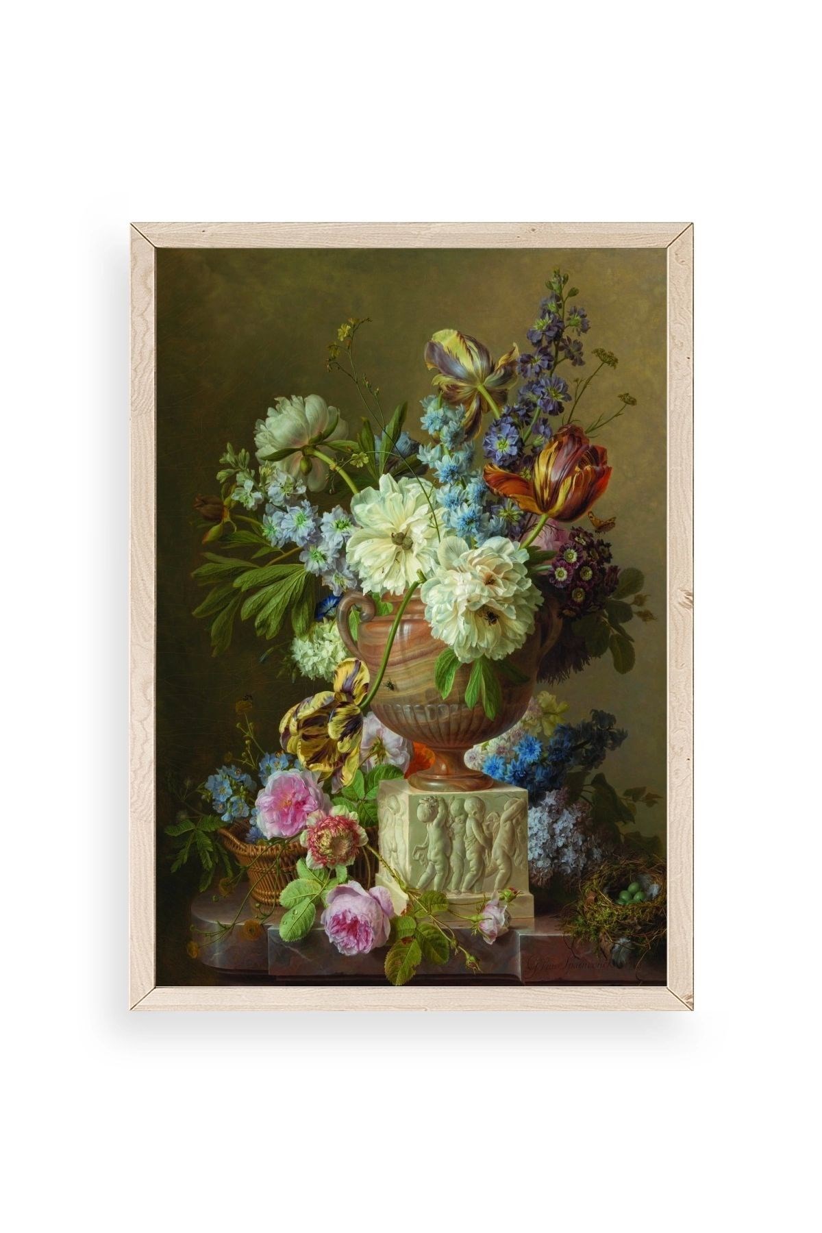 Çiçekler Ahşap Çerçeveli Tablo 30 x 42