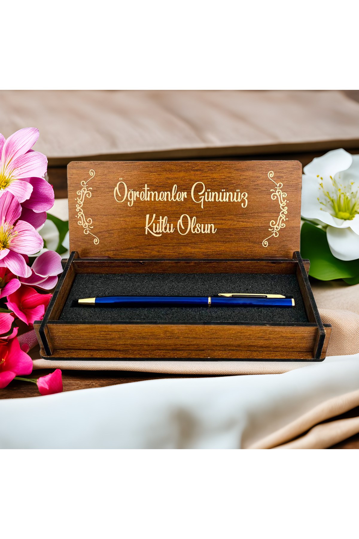 Öğretmenler Günü Ahşap Kalem Kutusu - Kahverengi
