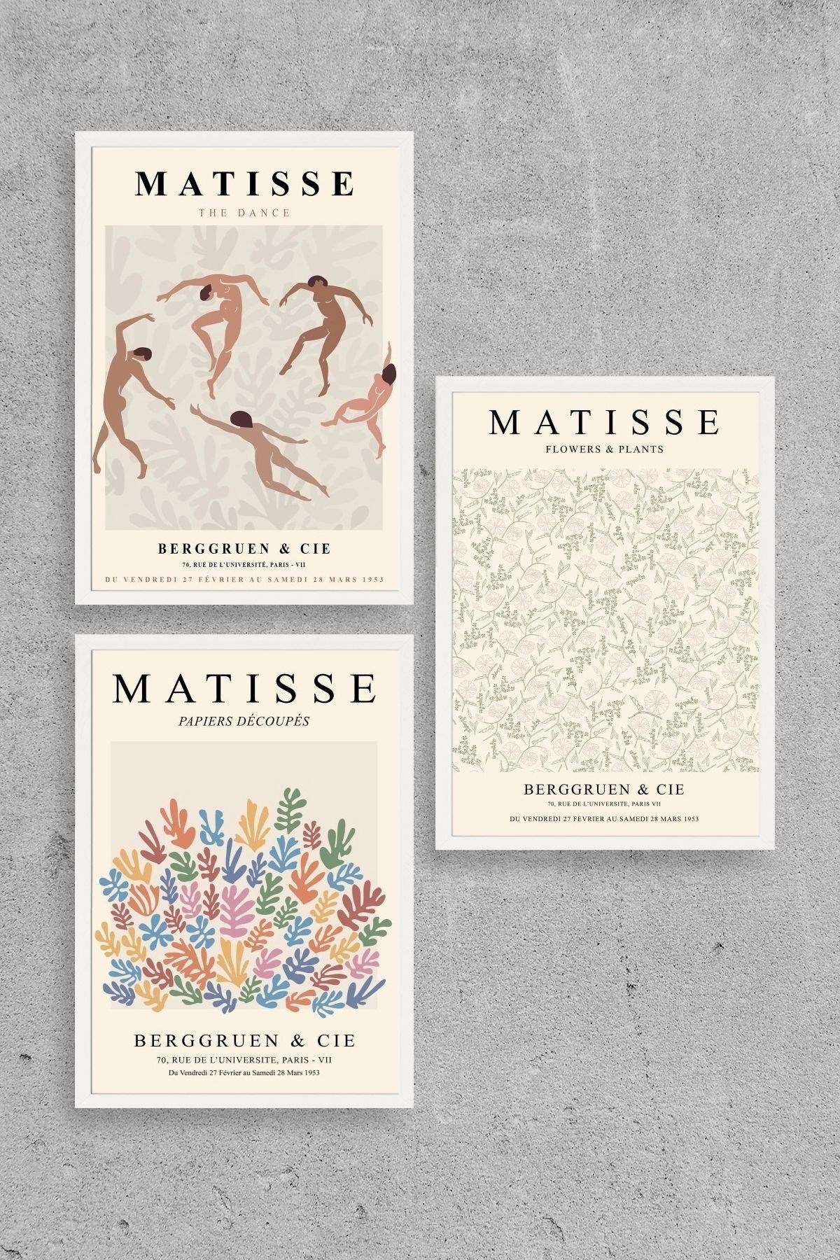 Matisse Üçlü Ahşap Çerçeveli Tablo 30 x 40