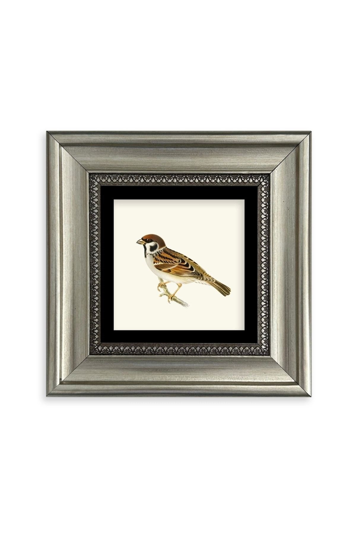 Daldaki Serçe Çerçeveli Taş Tablo 20 cm