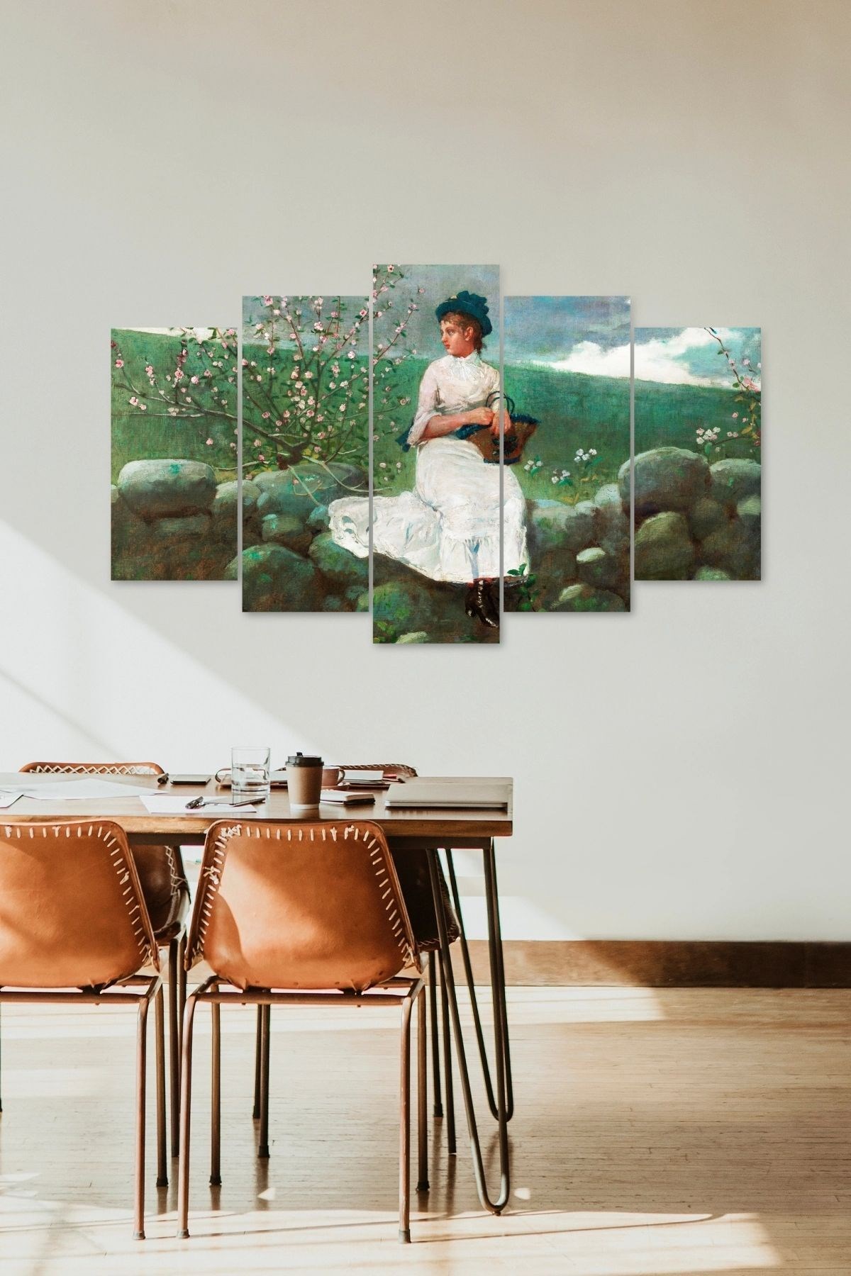 Kadın Manzarası 5 Parçalı Mdf Tablo 60 x 100