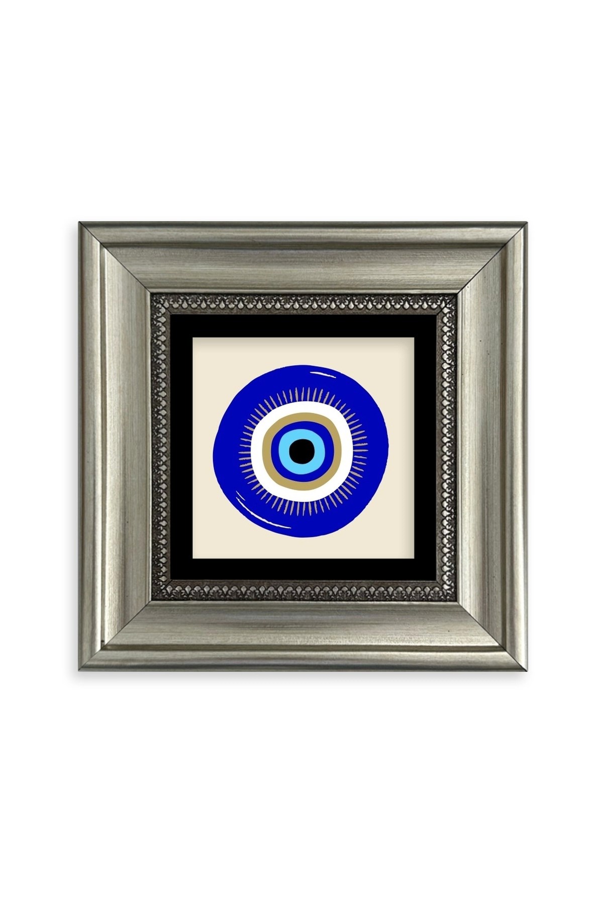 Nazar Boncuğu Çerçeveli Taş Tablo 20 cm
