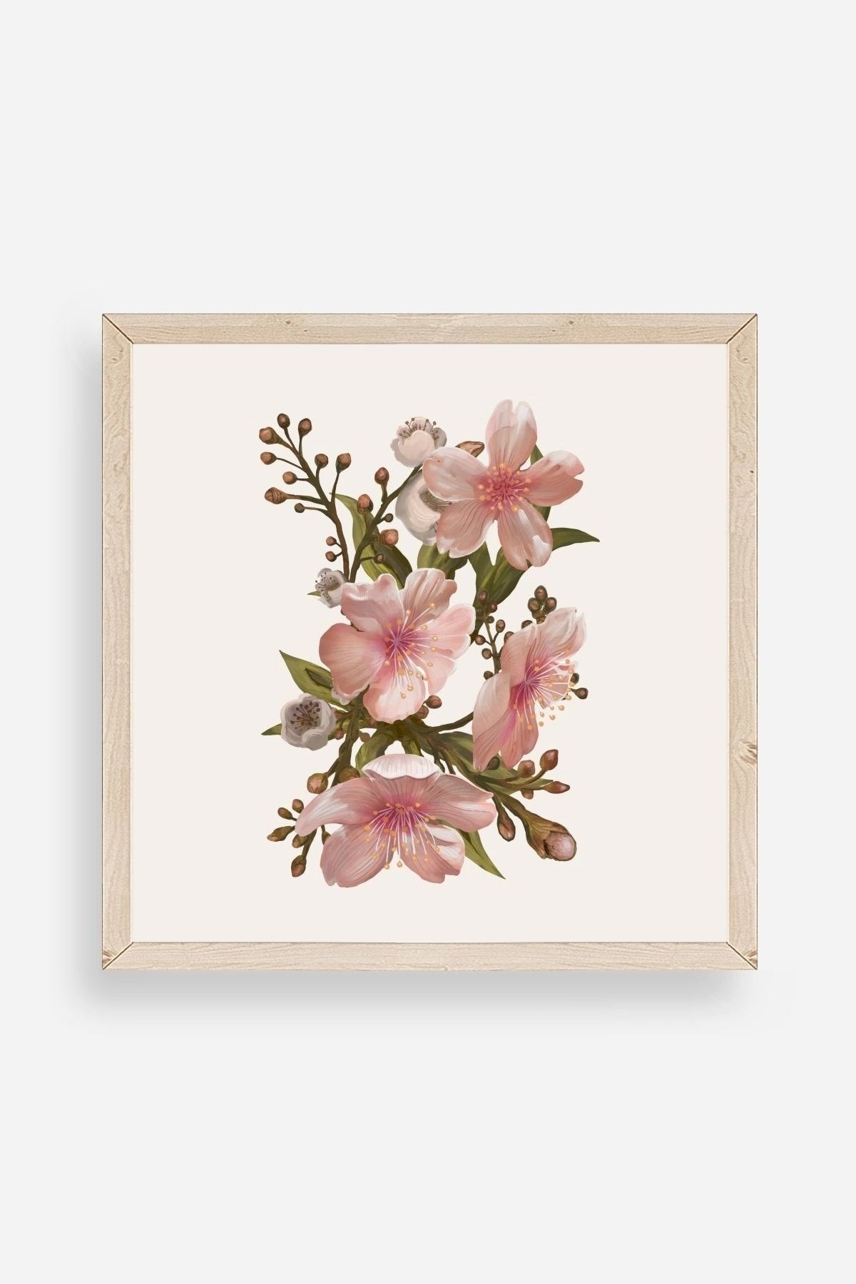 Çiçek Ahşap Çerçeveli Tablo 23 x 23