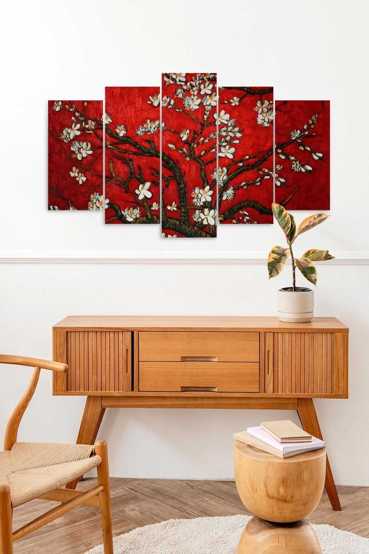 Çiçekler 5 Parçalı Mdf Tablo 60 x 100