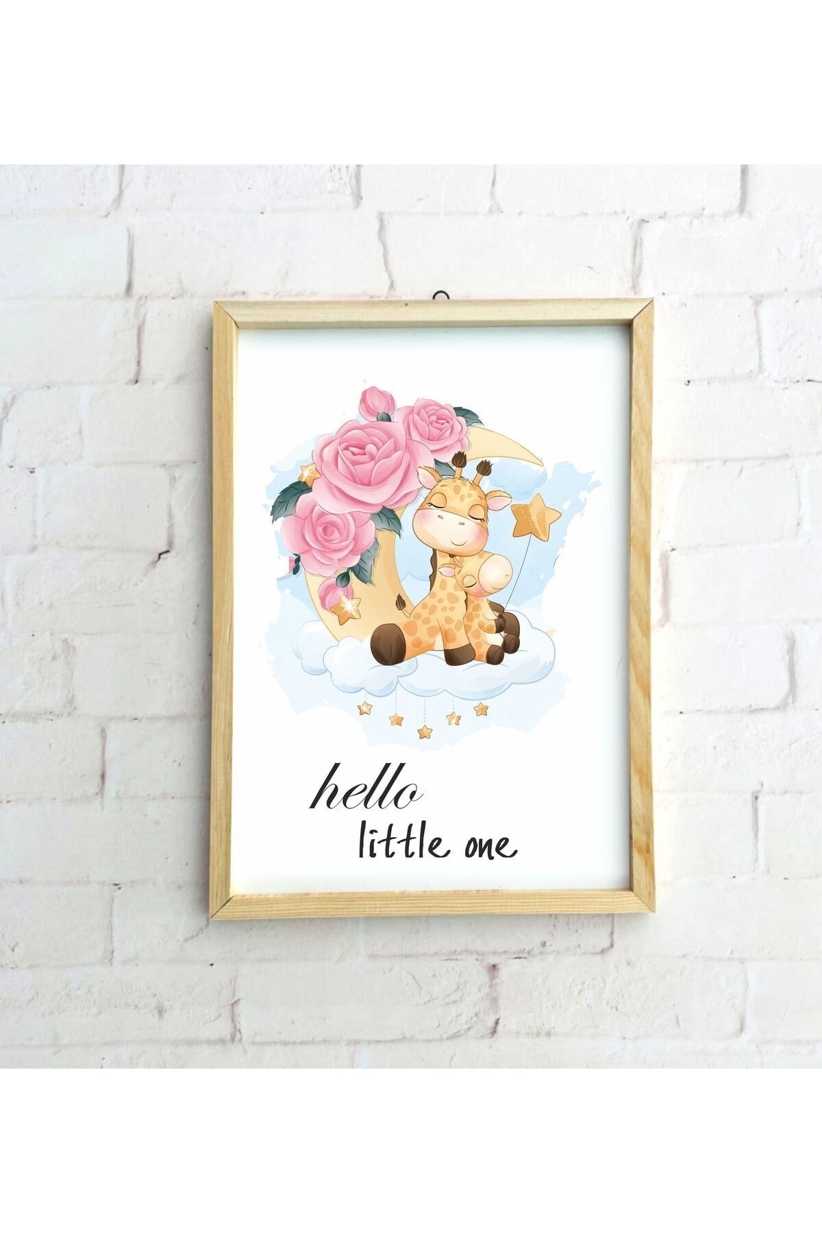 Çocuk Odası Ahşap Çerçeveli Zürafa Tablo 30 x 42