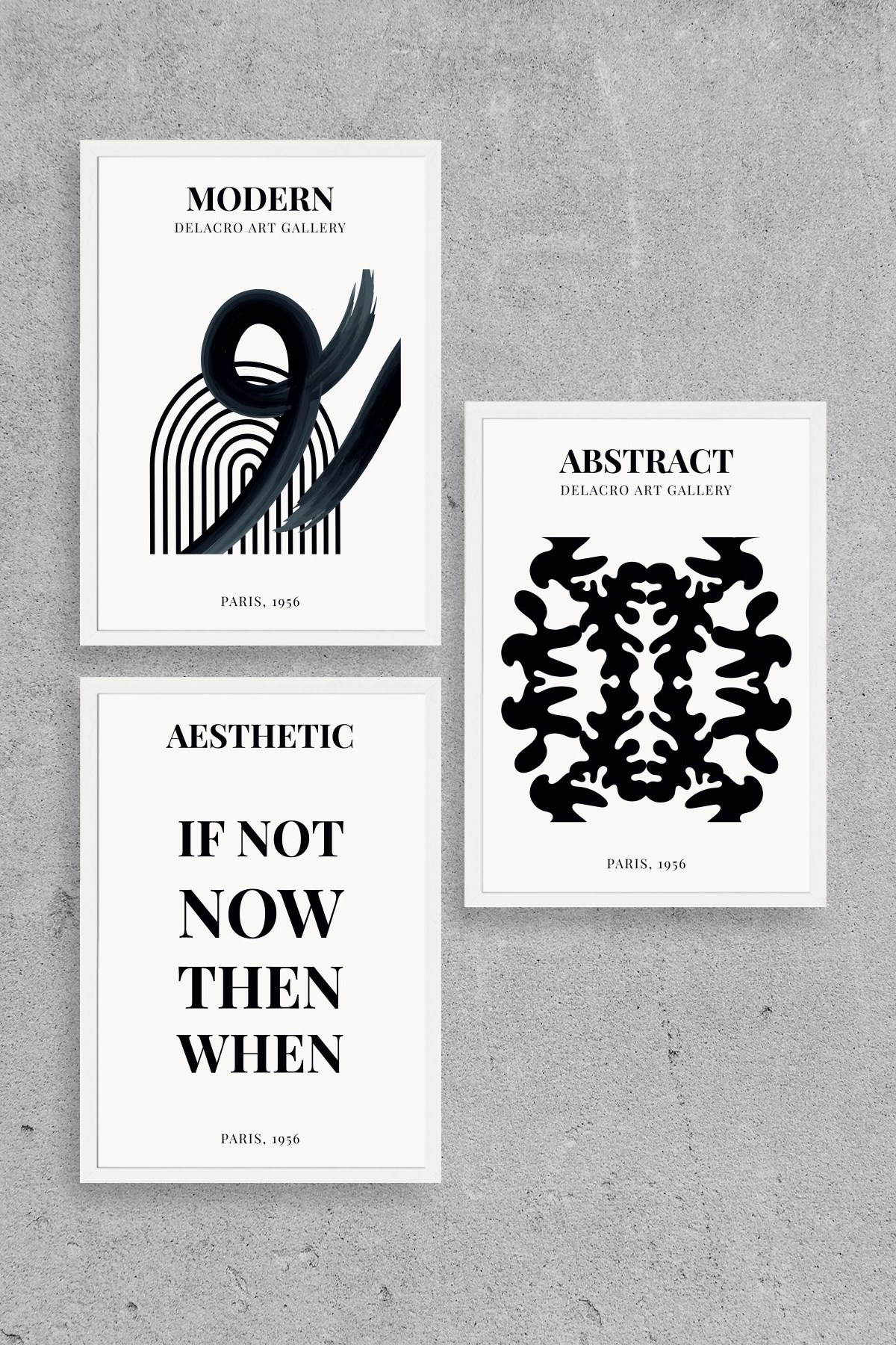 Modern Üçlü Ahşap Çerçeveli Tablo 40 x 60