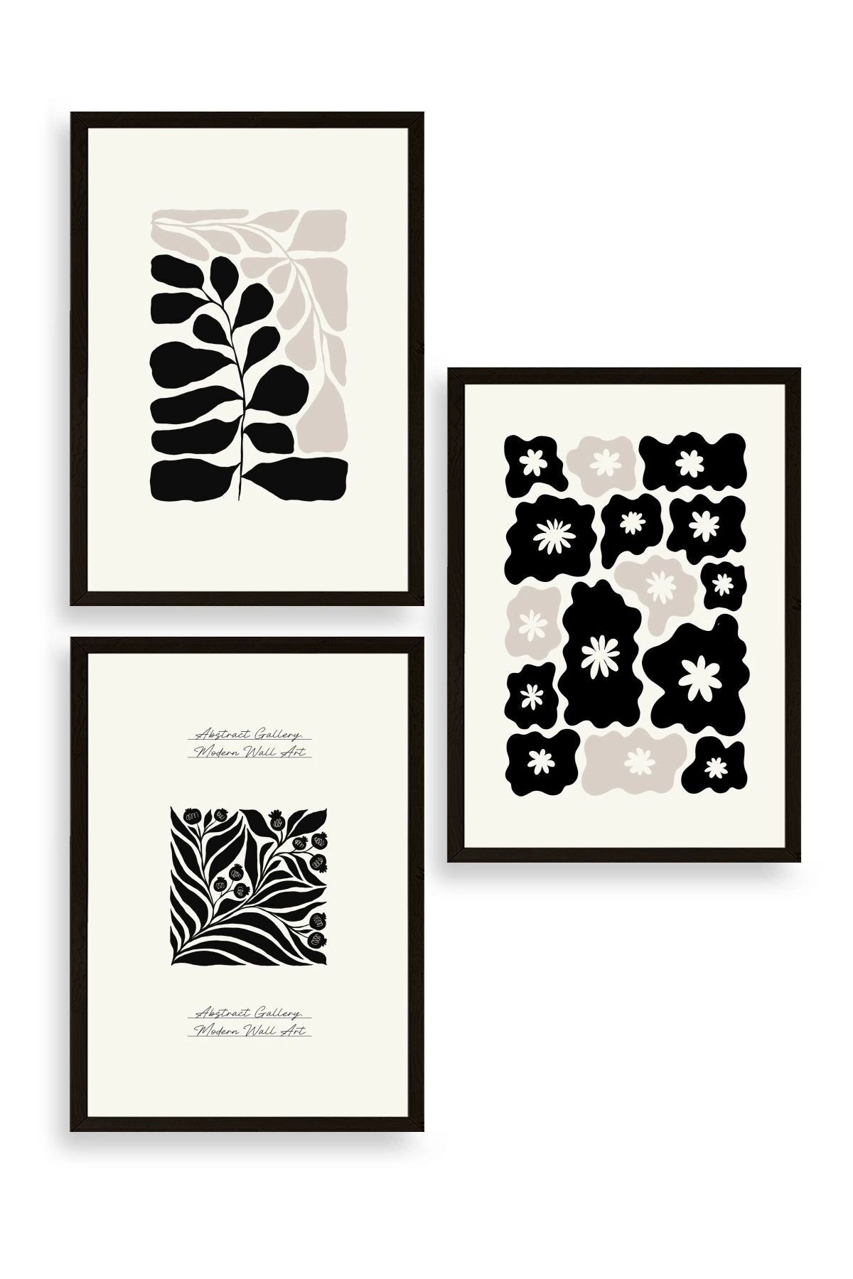 Modern Üçlü Ahşap Çerçeveli Tablo 30 x 40