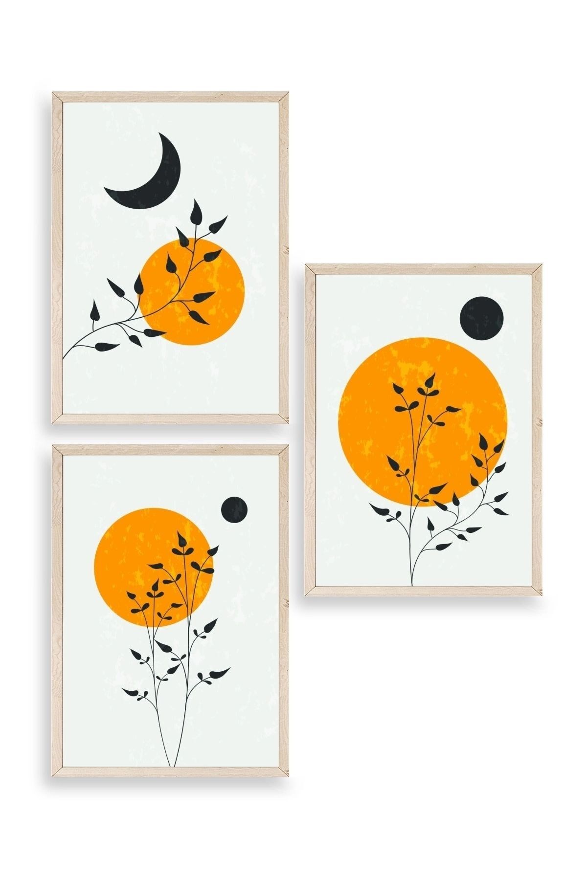 Manzara Üçlü Ahşap Çerçeveli Tablo 23 x 30