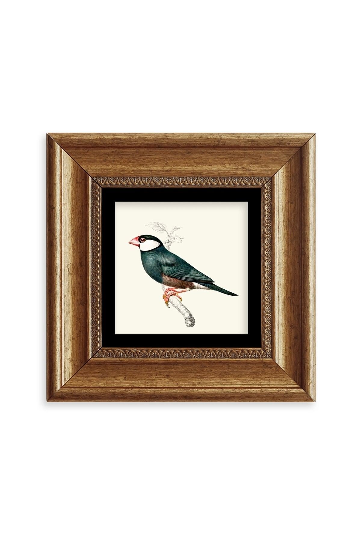 Yeşil Kuş Çerçeveli Taş Tablo 20 cm