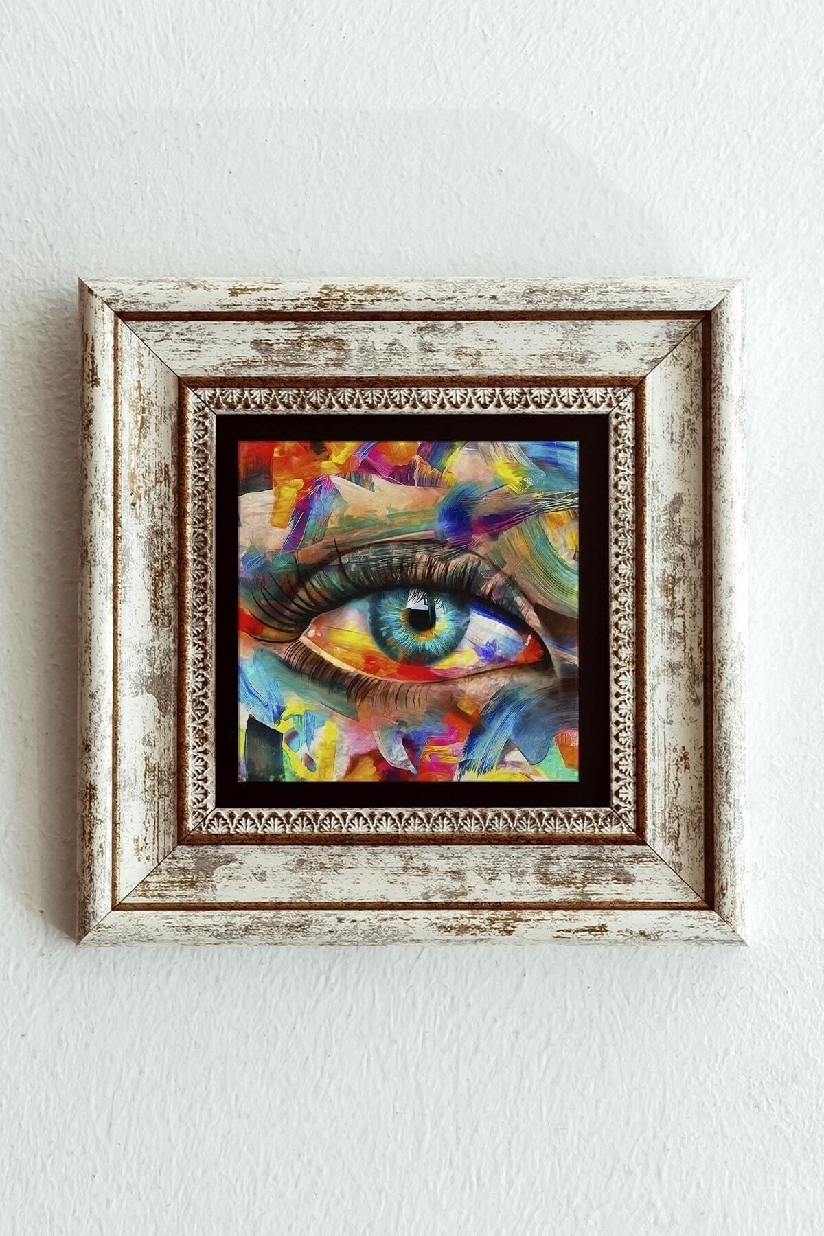 Göz Çerçeveli Taş Tablo , Çerçeveli Taş Duvar Dekoru-enkcrcvtbl-00187 20 cm