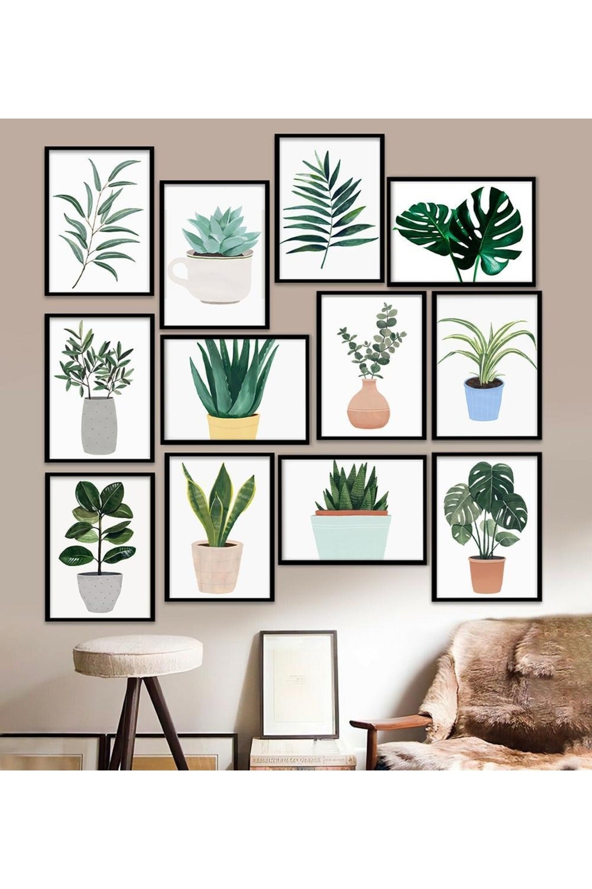 12 Parça Çerçeve Görünümlü Mdf Tablo Seti 15 x 20