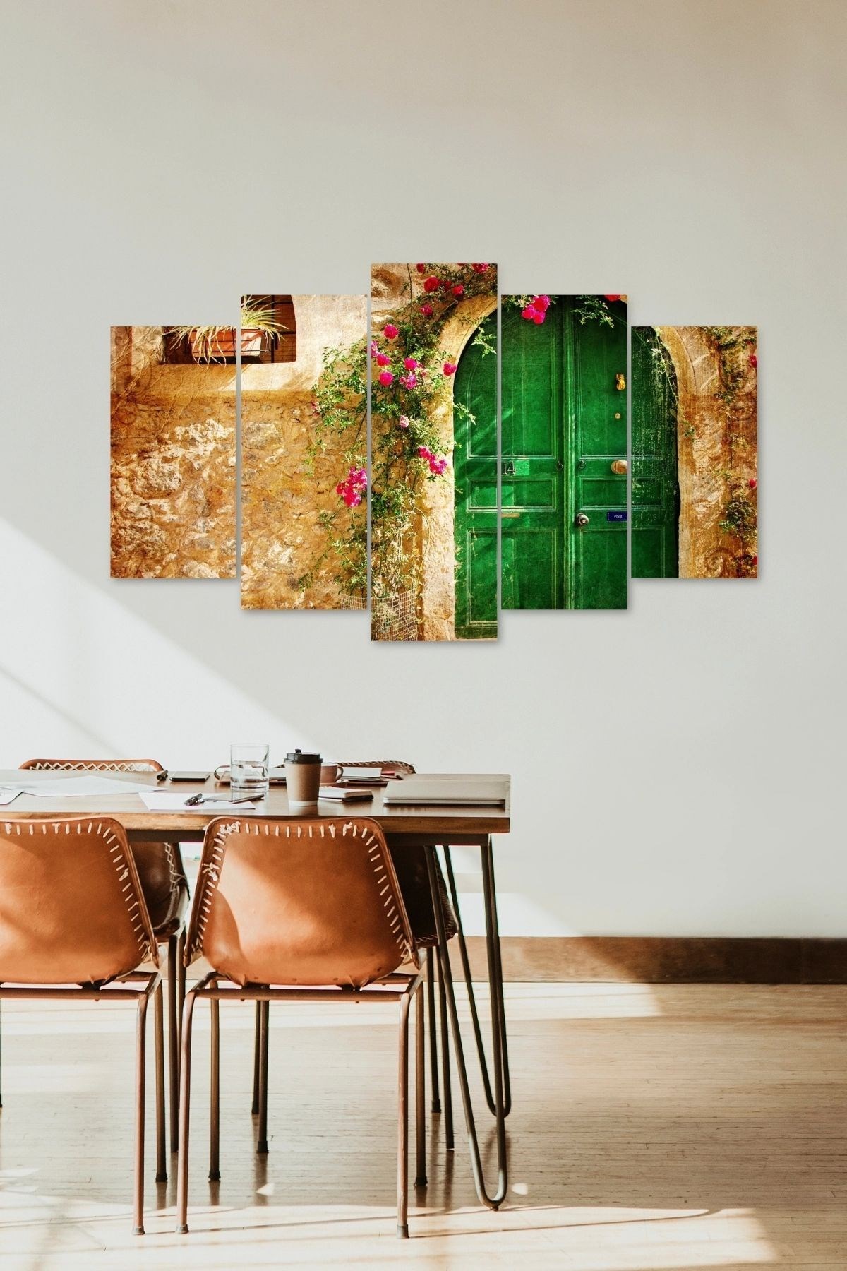 Şehir Ev Manzara 5 Parçalı Mdf Tablo 60 x 100