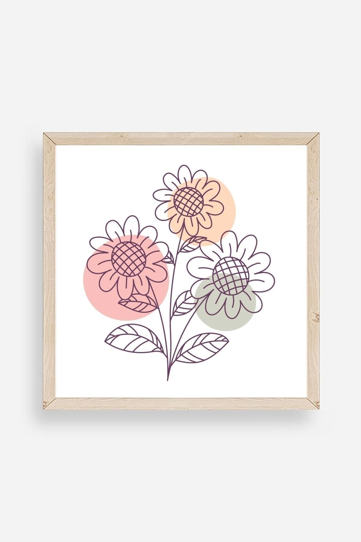 Çiçek Ahşap Çerçeveli Tablo 50 x 50