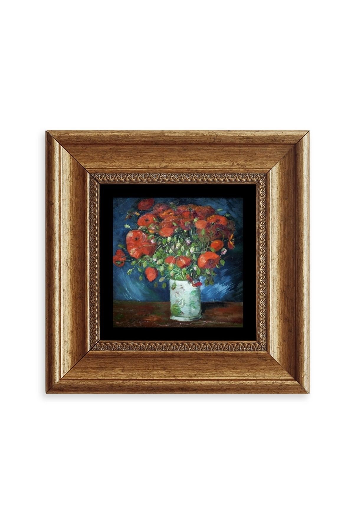 Çiçekli Vazo Çerçeveli Taş Tablo 20 cm