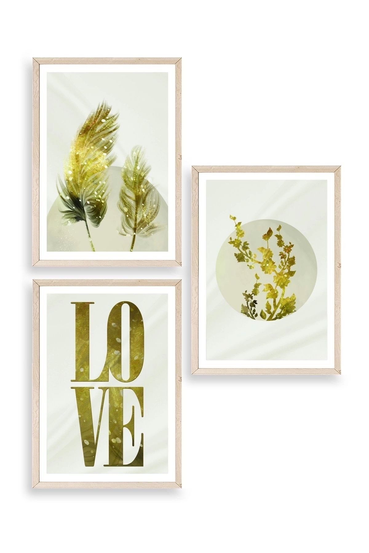 Manzara Üçlü Ahşap Çerçeveli Tablo 17 x 23