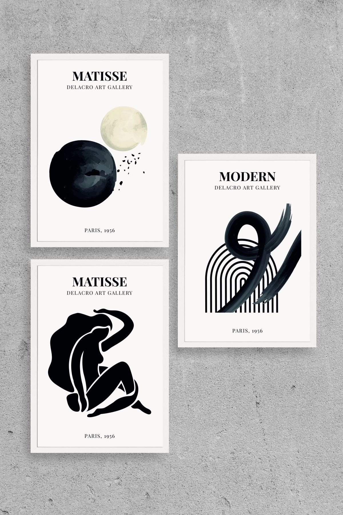 Matisse Üçlü Ahşap Çerçeveli Tablo 23 x 30