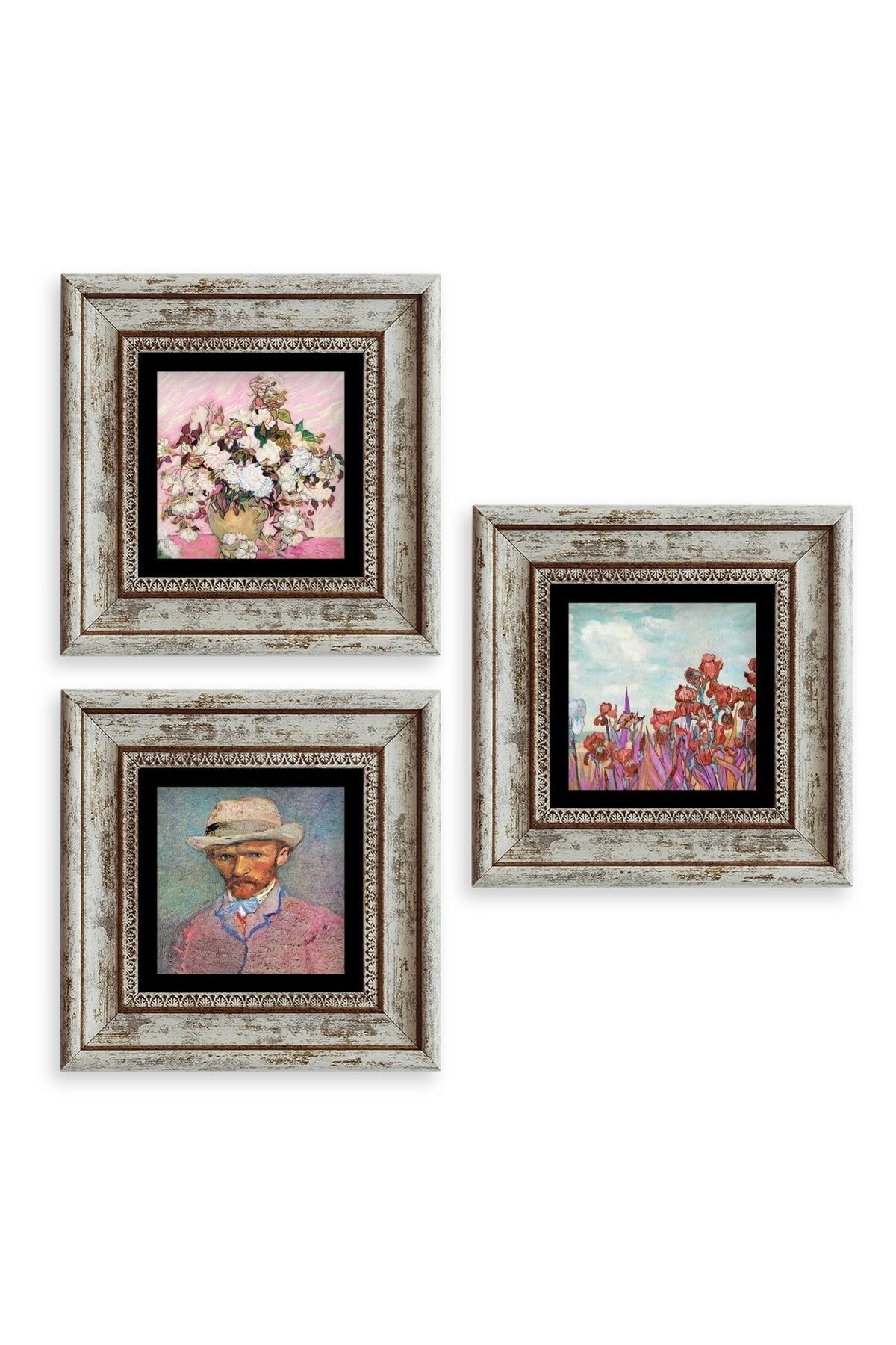 Van Gogh 3 lü Set Çerçeveli Taş Tablo 20 cm