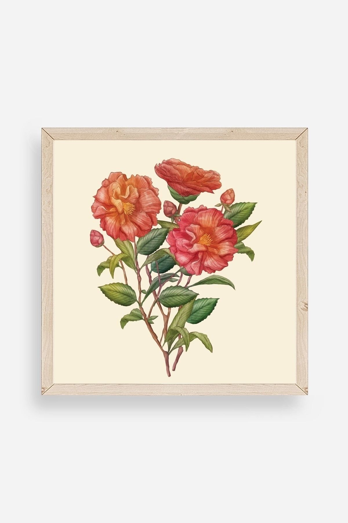 Çiçek Ahşap Çerçeveli Tablo 23 x 23