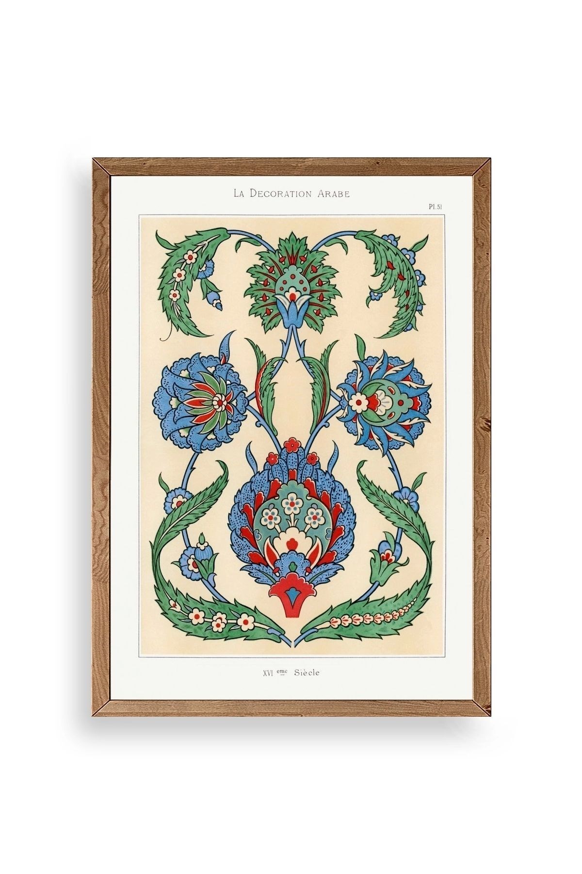 Çini Motif Pano Ahşap Çerçeveli Tablo 50 x 70