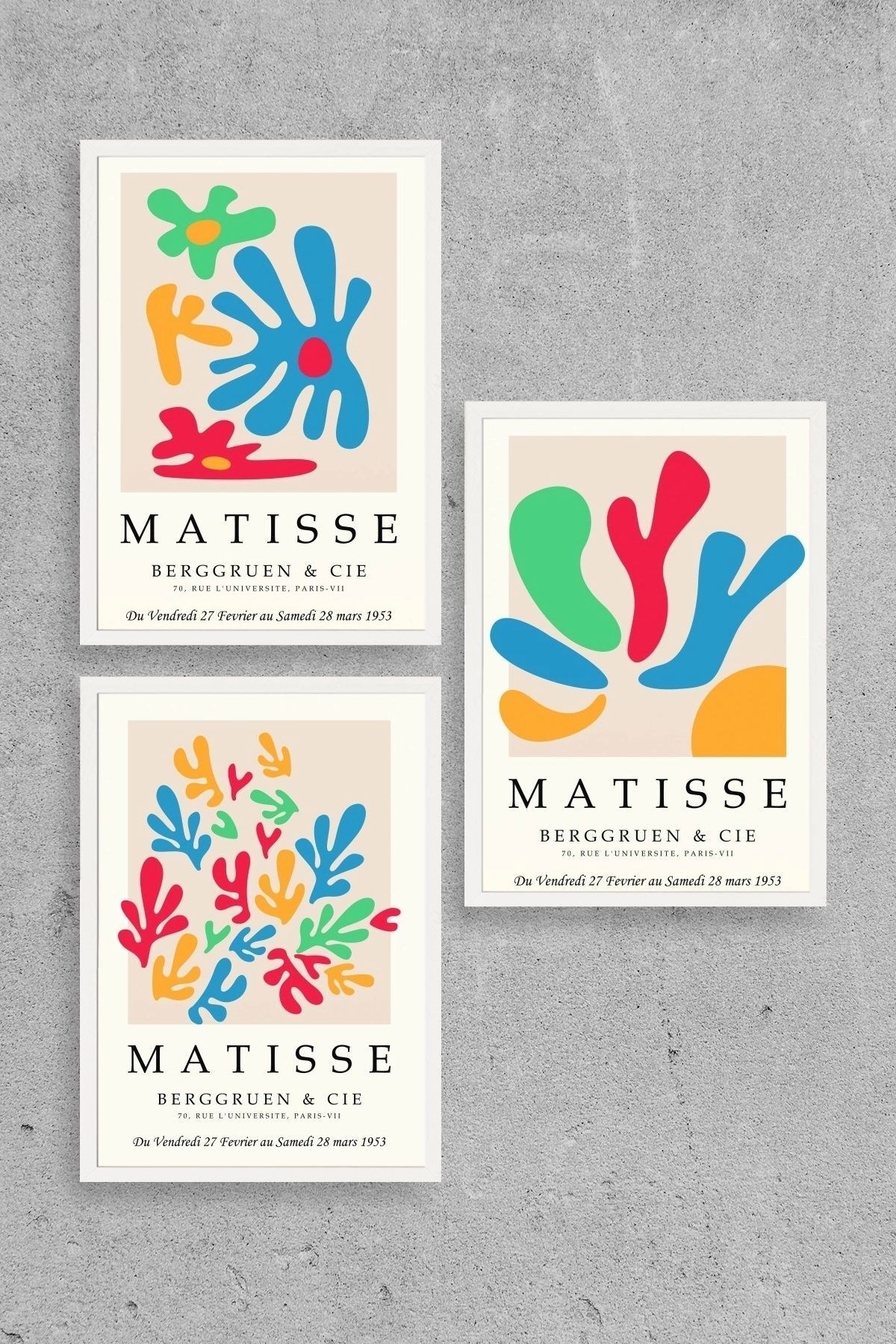 Matisse Üçlü Ahşap Çerçeveli Tablo 23 x 30