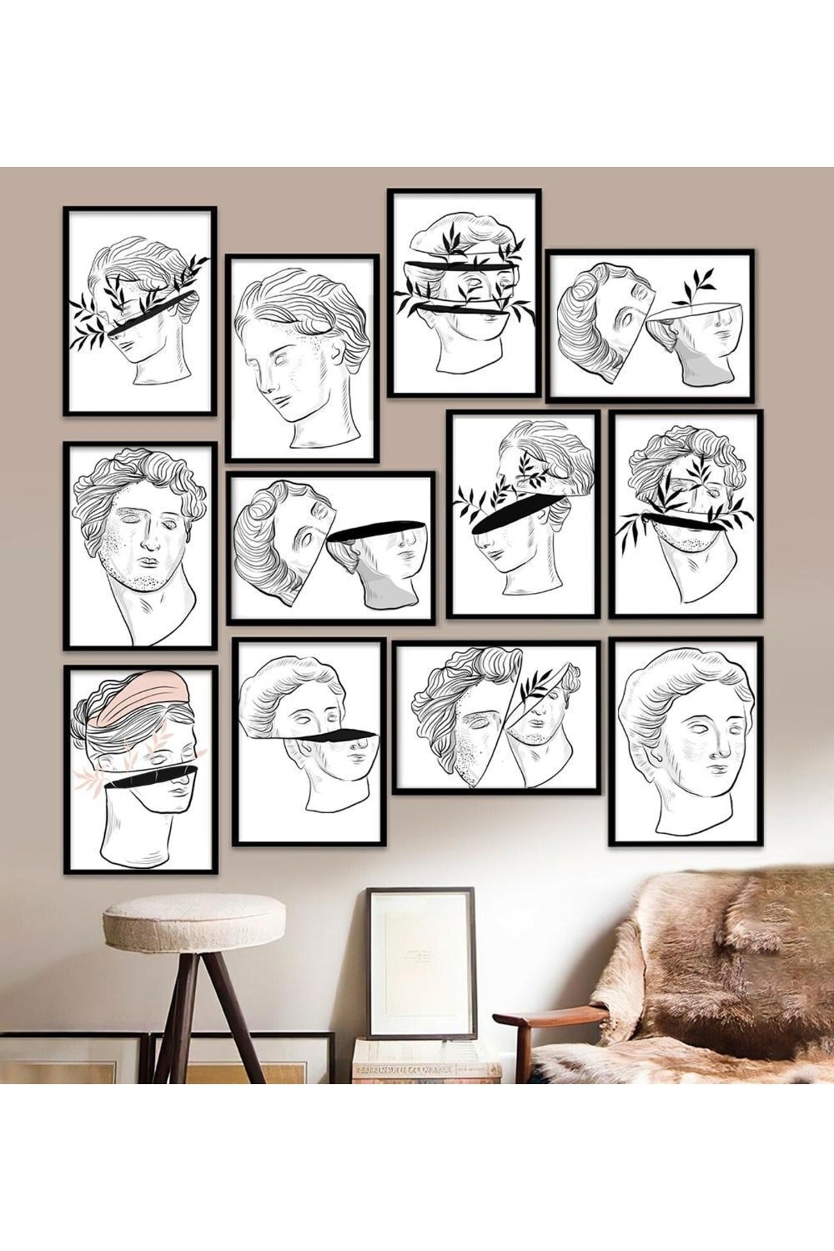 12 Parça Çerçeve Görünümlü Mdf Tablo Seti 15 x 20