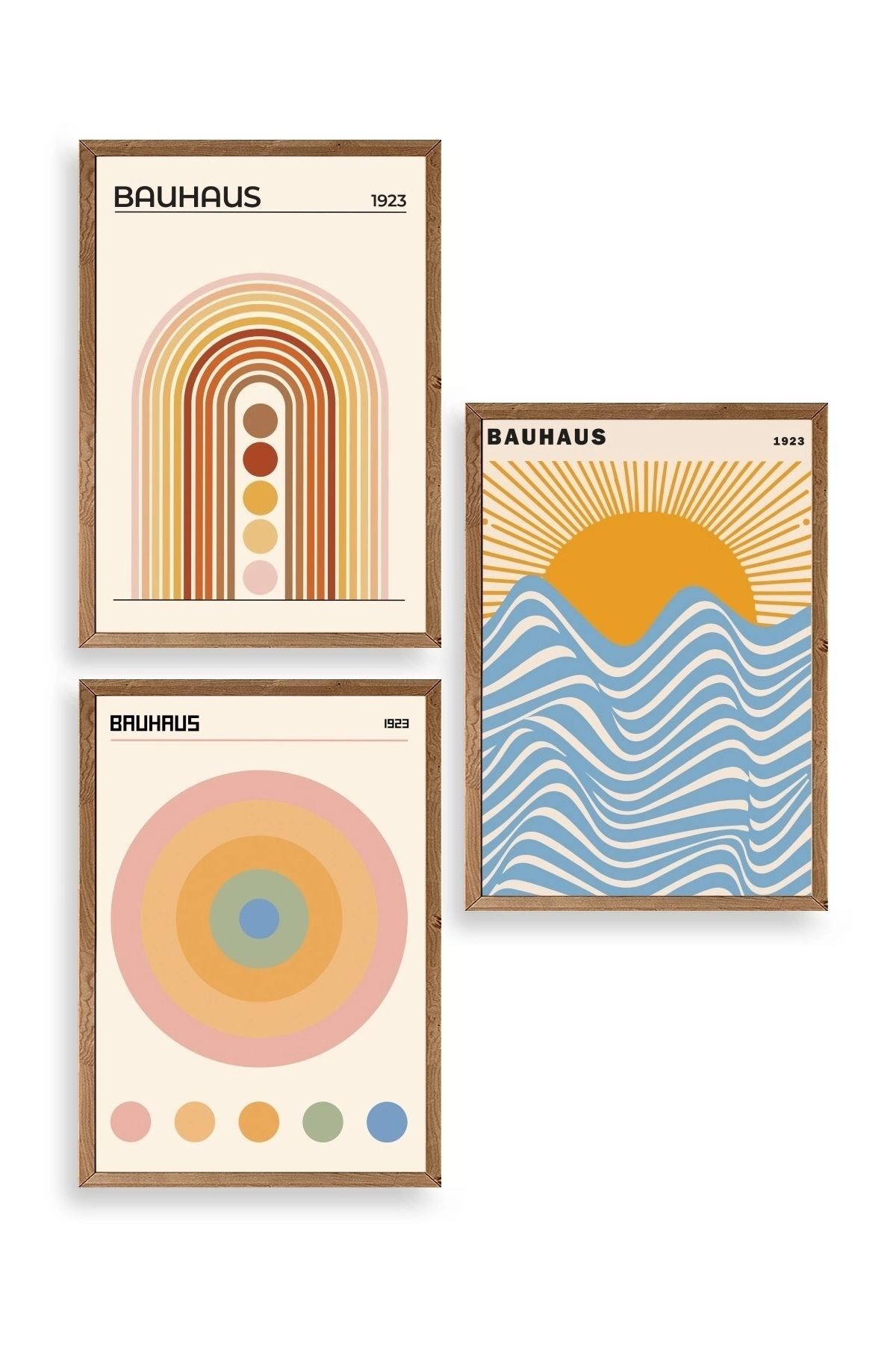 Bauhaus Üçlü Ahşap Çerçeveli Tablo 40 x 60