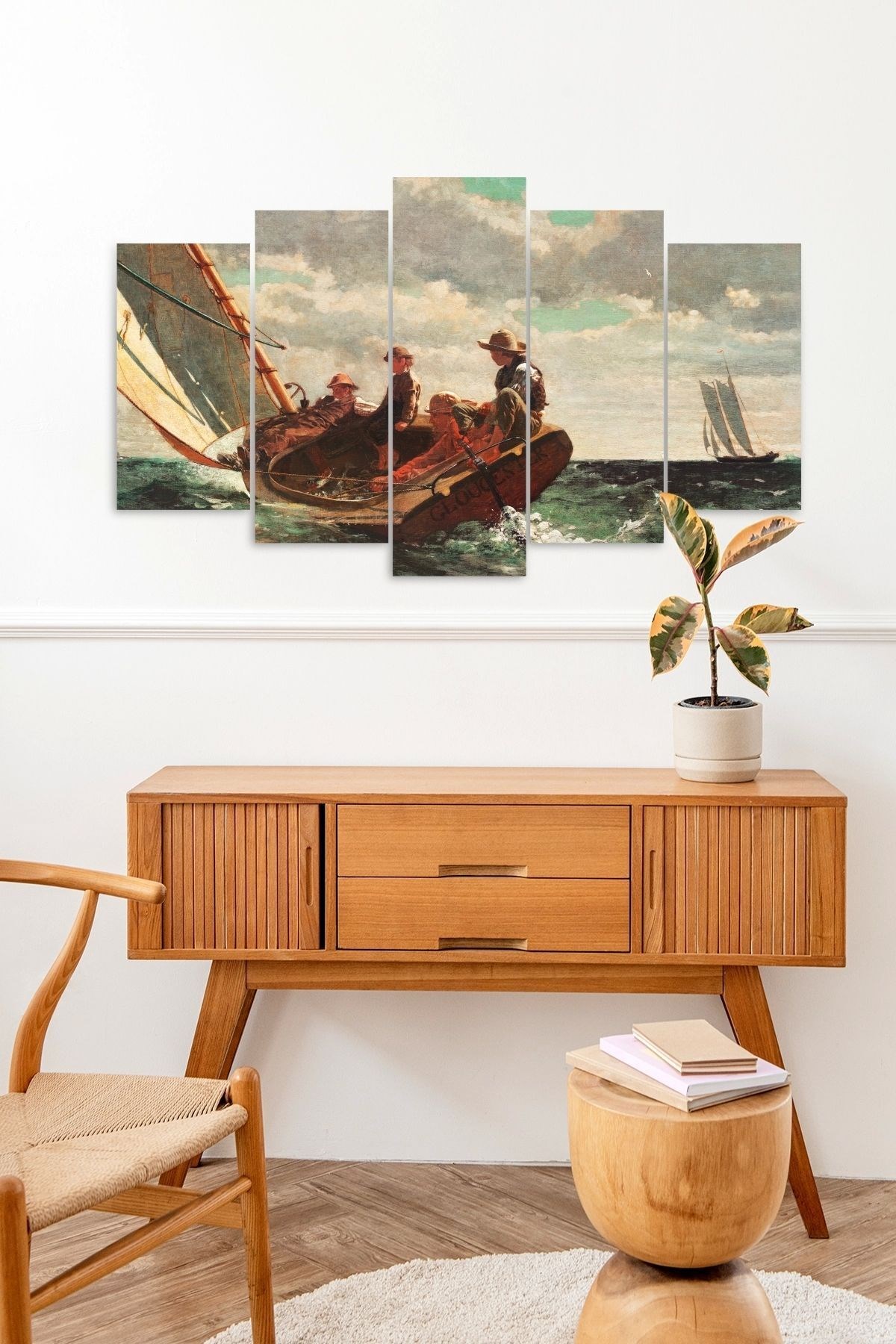 Deniz Manzarası 5 Parçalı Mdf Tablo 60 x 100