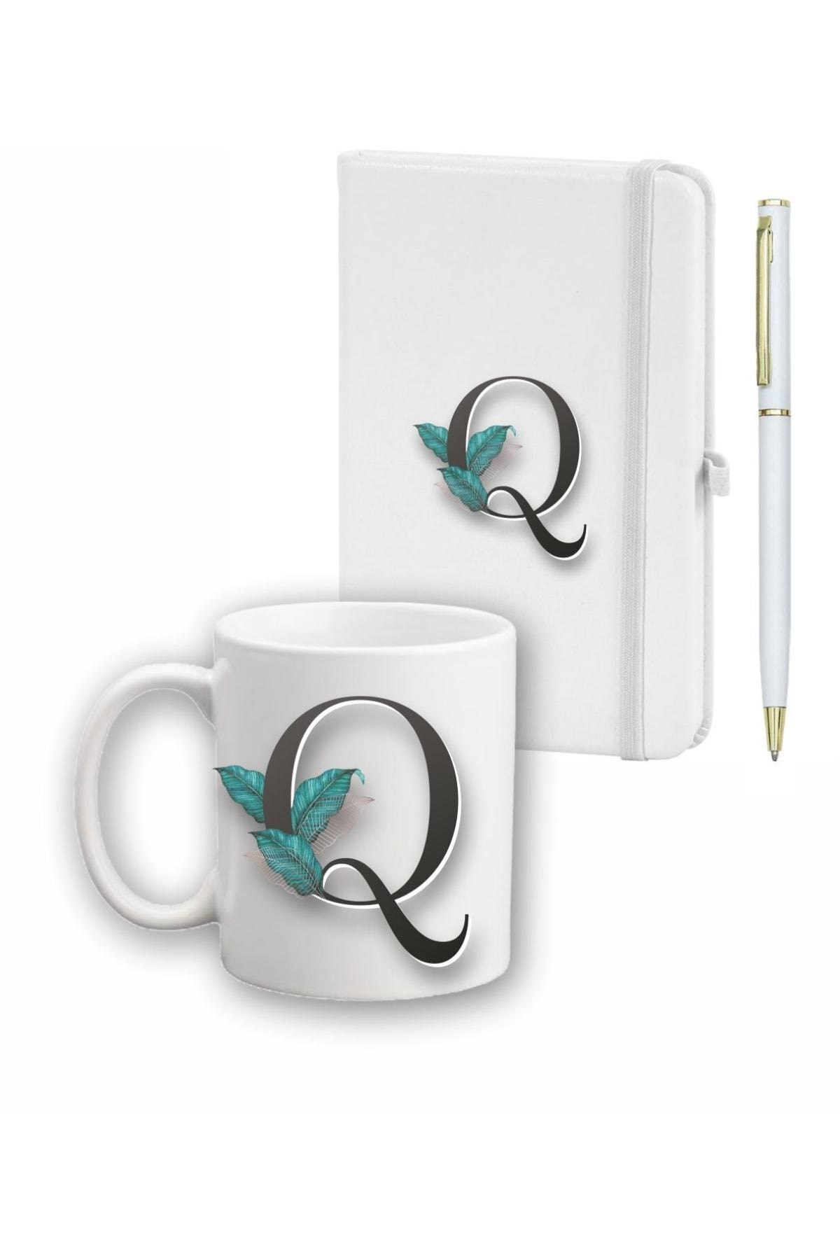 Yaprak Desen Ajanda Kupa Ve Kalem Seti