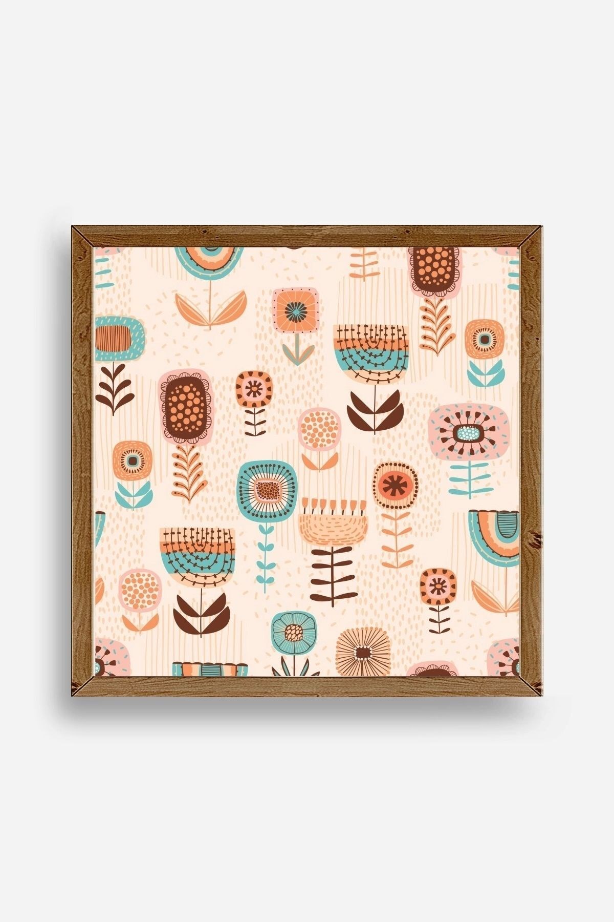 Çiçekler Ahşap Çerçeveli Tablo 50 x 50