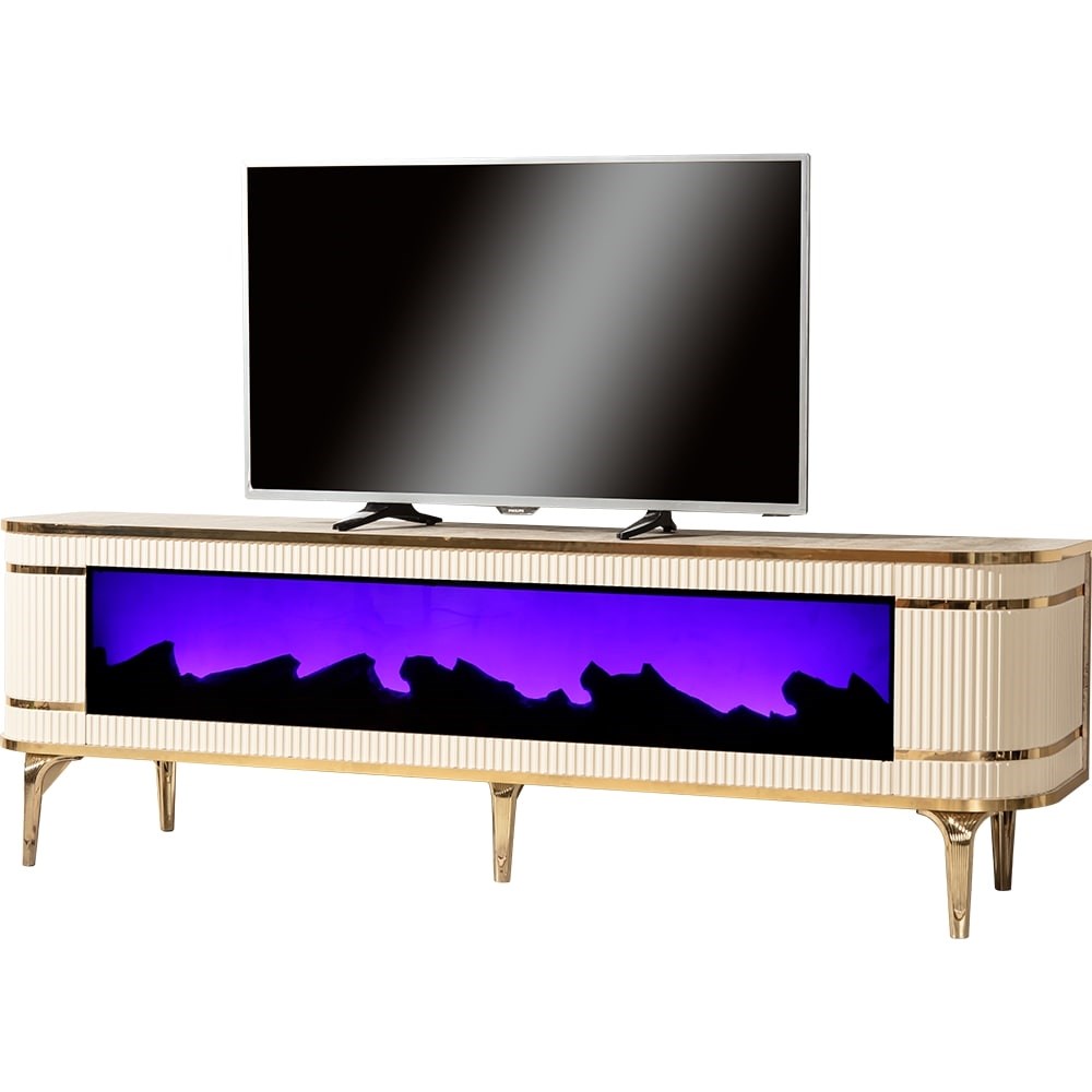 Heatwave Traverten TV Ünitesi - 180 cm - Şömine Efektli, Bluetooth Ses Sistemli, Uzaktan Kumandalı
