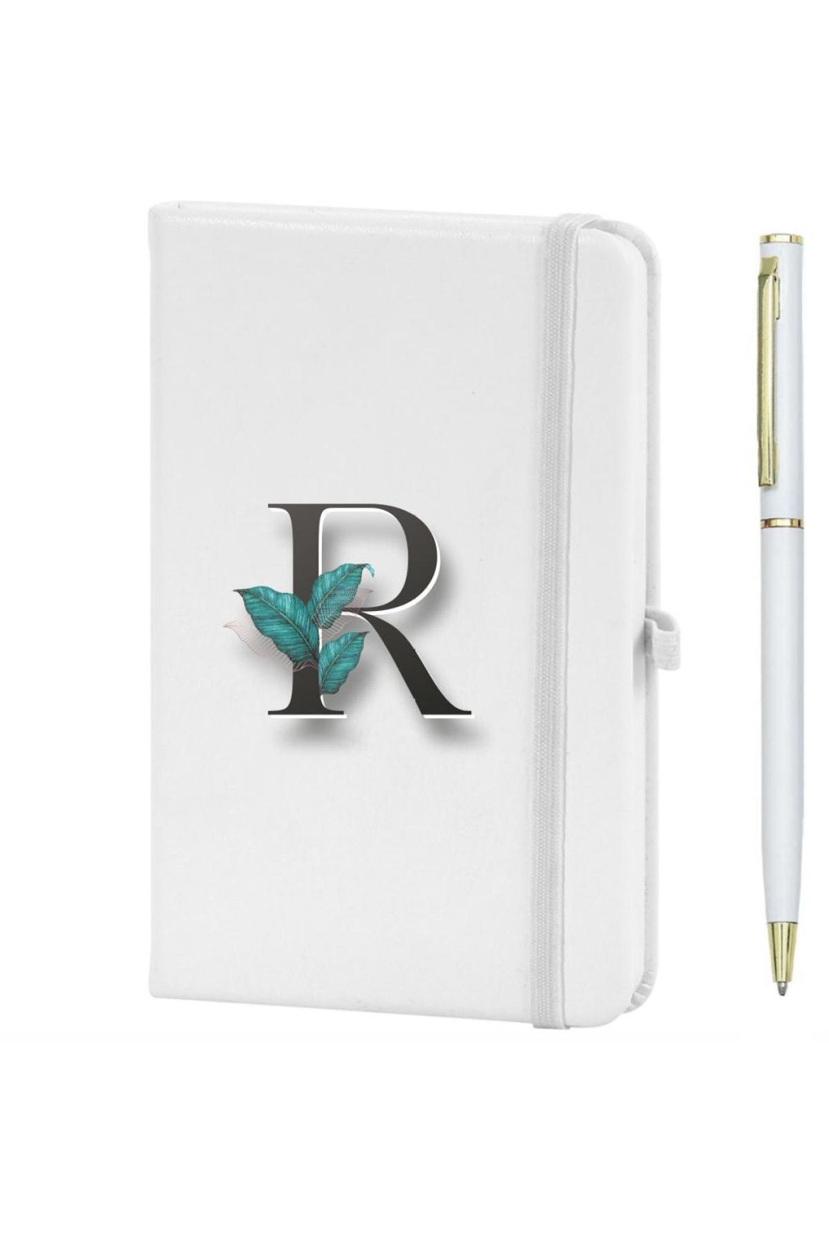 R Harfi Çiçek Baskılı Defter