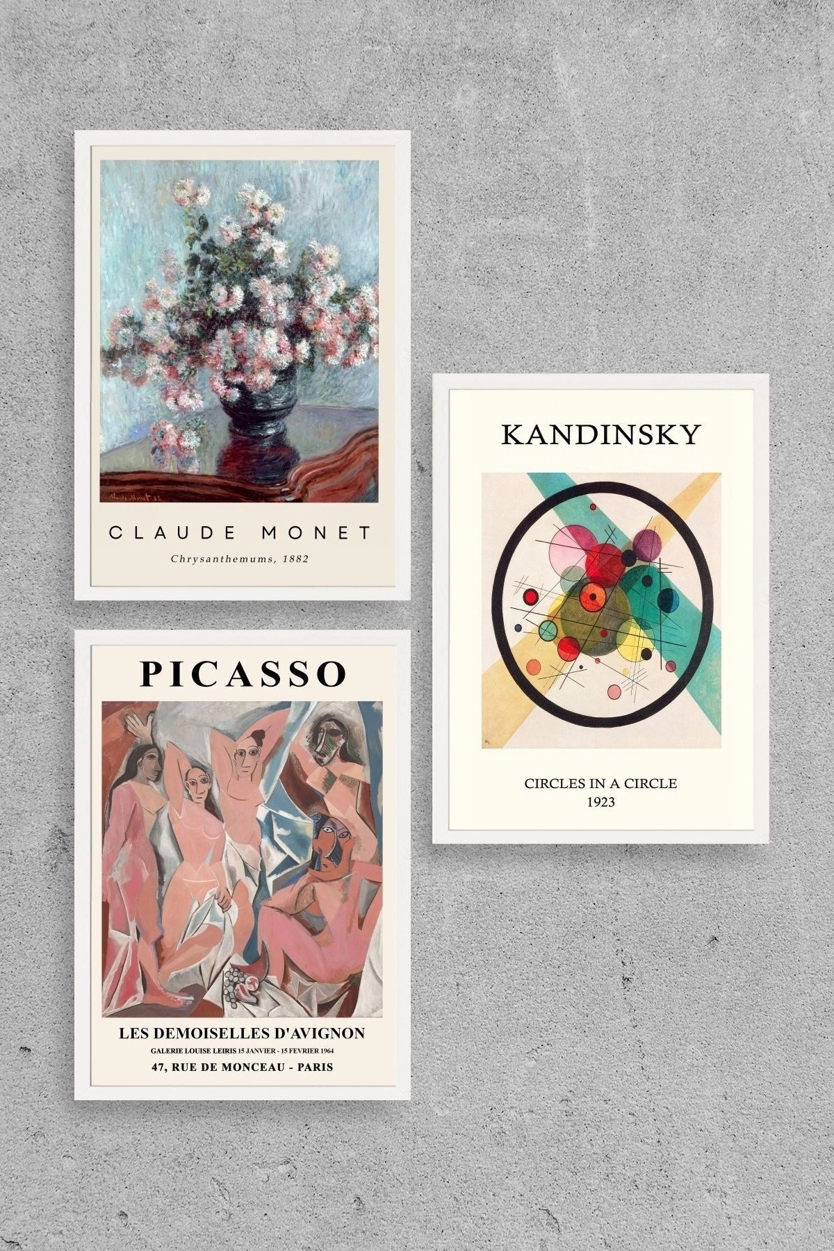 Ünlü Tablolar Üçlü Ahşap Çerçeveli Tablo 23 x 30