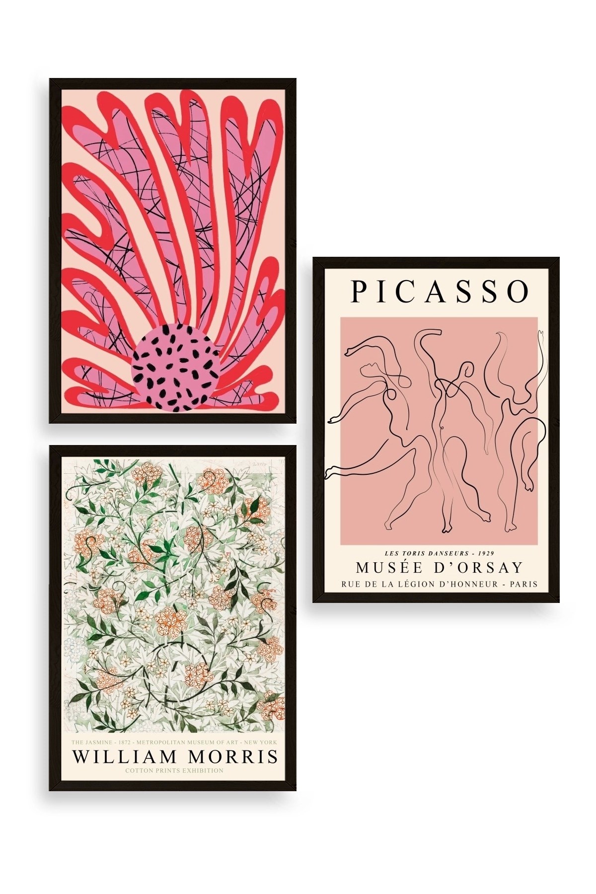 Ünlü Tablolar Üçlü Ahşap Çerçeveli Tablo 40 x 60