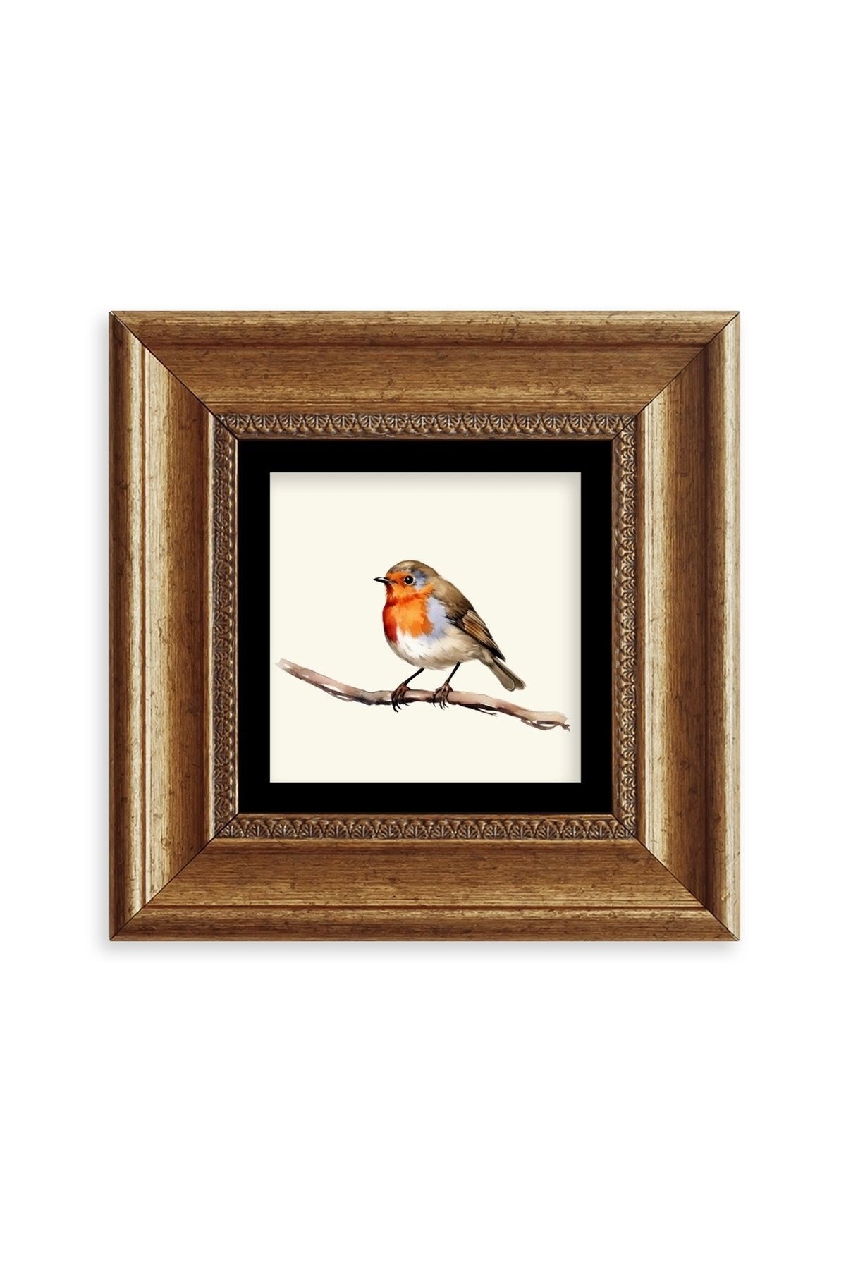 Tombul Kuş Çerçeveli Taş Tablo 20 cm