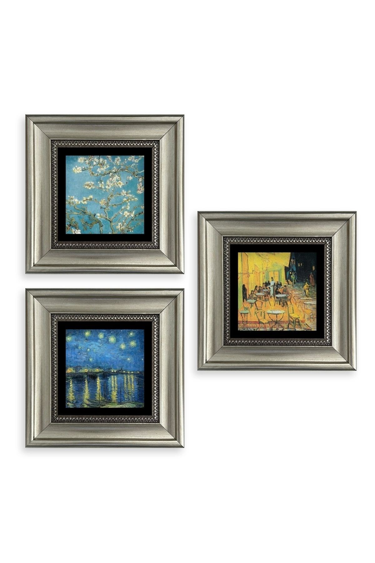 Van Gogh 3 lü Set Çerçeveli Taş Tablo 20 cm