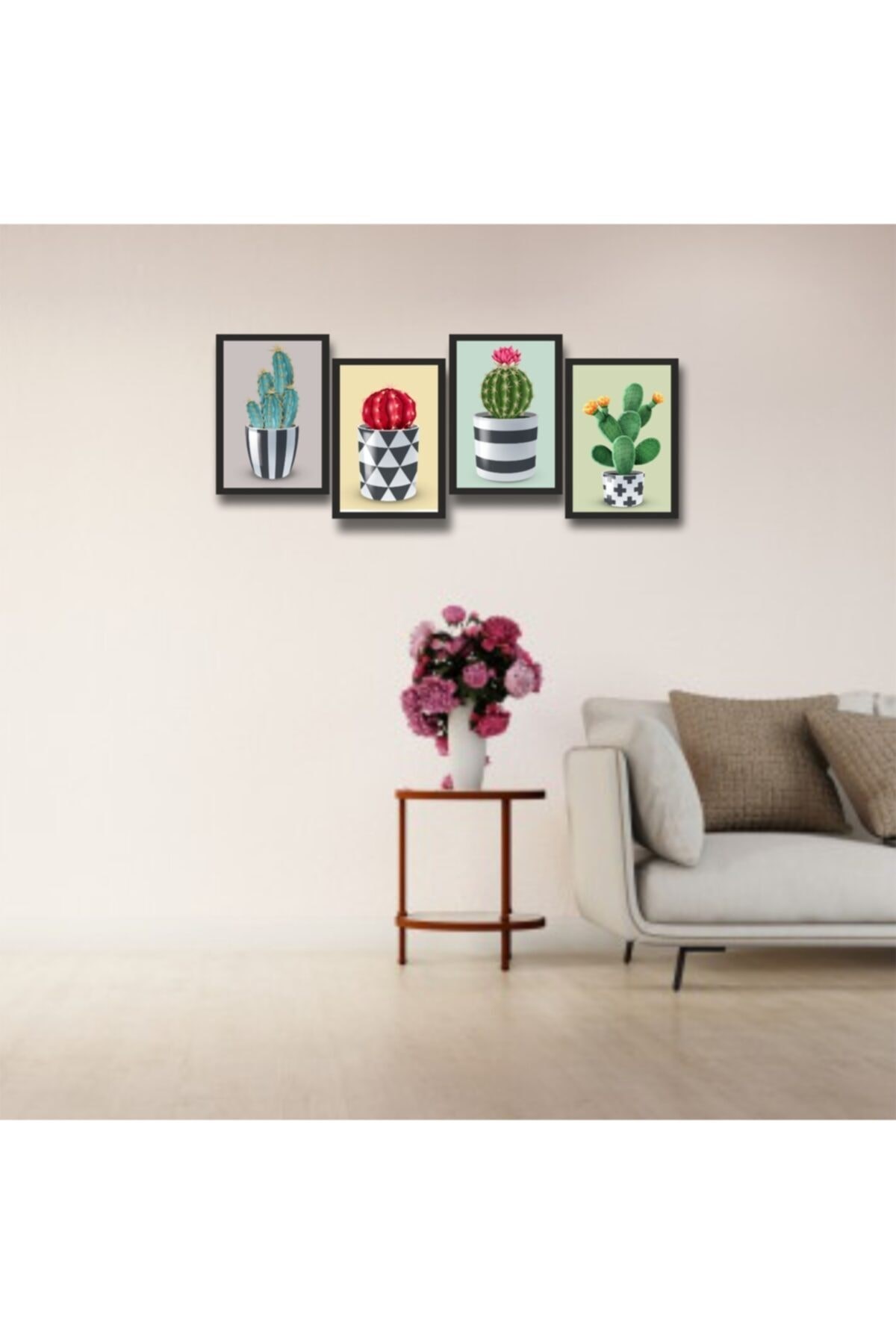 4 Paarça Çerçeve Görünümlü Ahşap Tablo