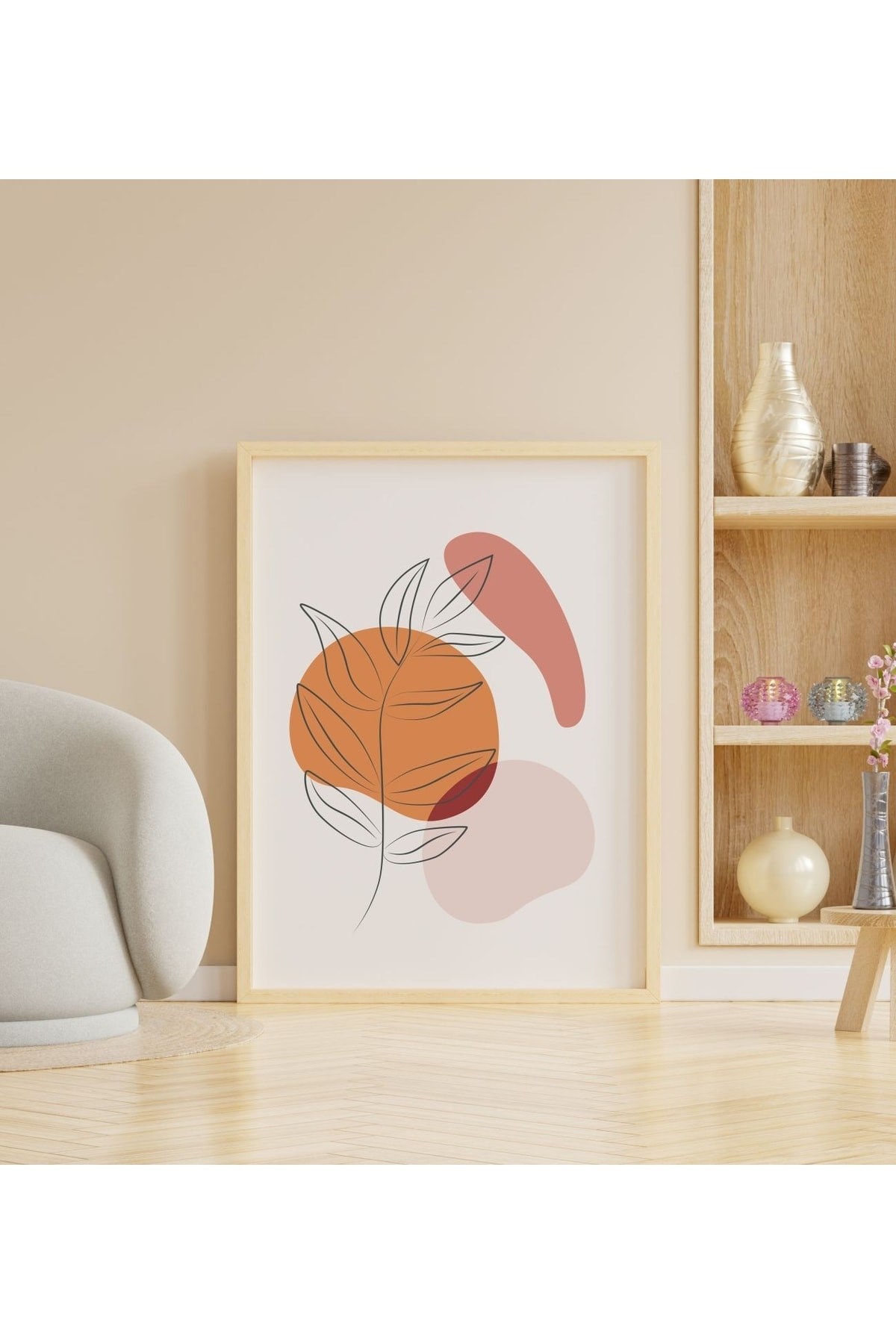 Ahşap Soyut Dekoratif Çerçeveli Tablo - Trnc 50 x 70