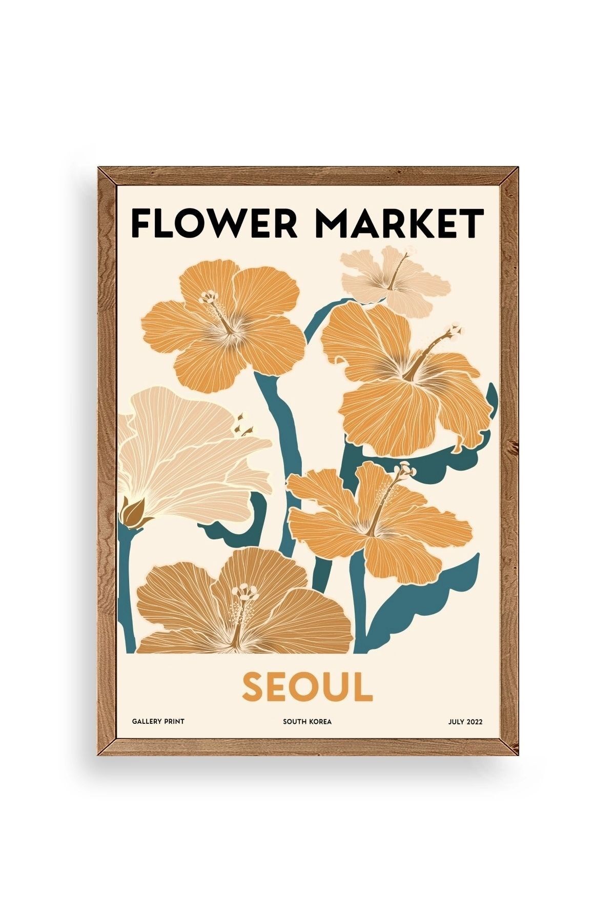 Çiçek Pazarı Ahşap Çerçeveli Tablo 50 x 70