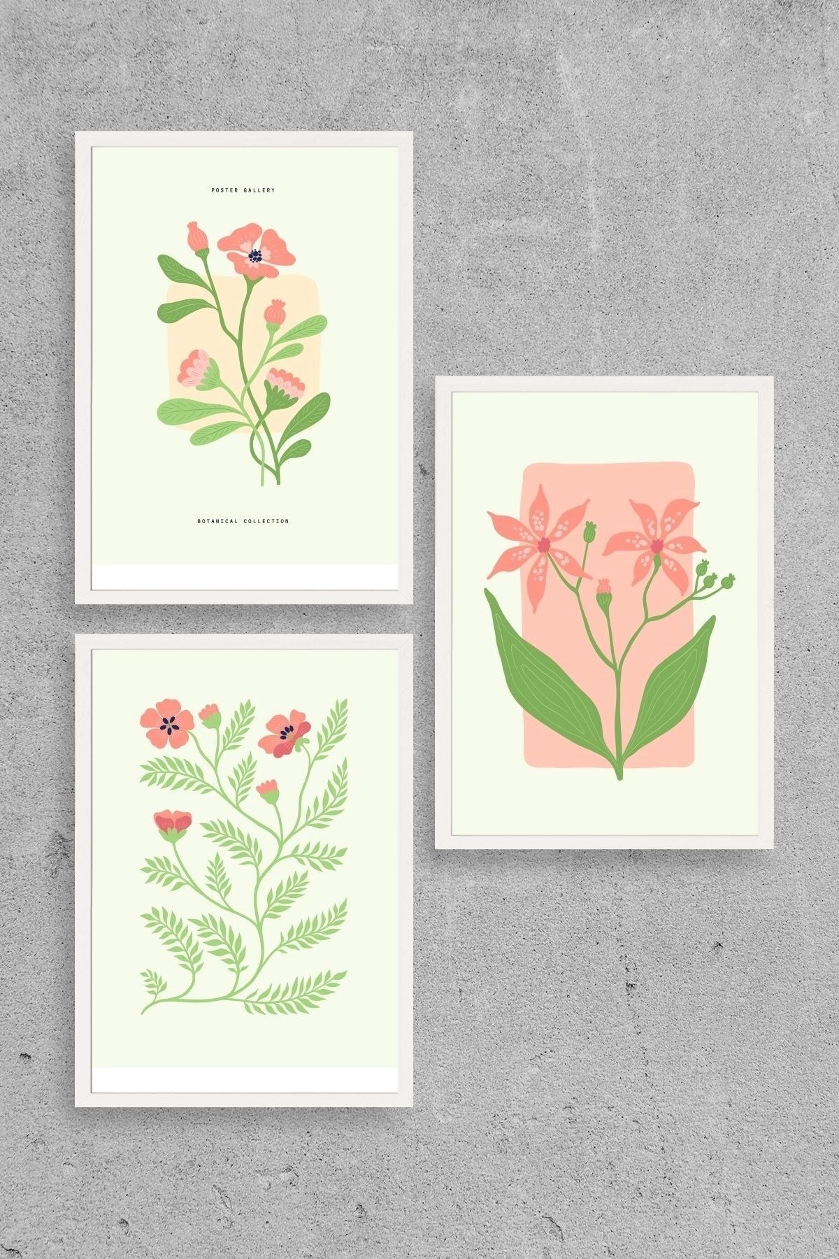 Botanik Üçlü Ahşap Çerçeveli Tablo 23 x 30