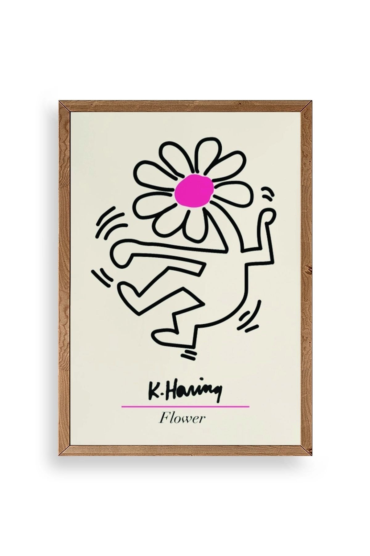 Soyut Çiçek Adam Ahşap Çerçeveli Tablo 23 x 23