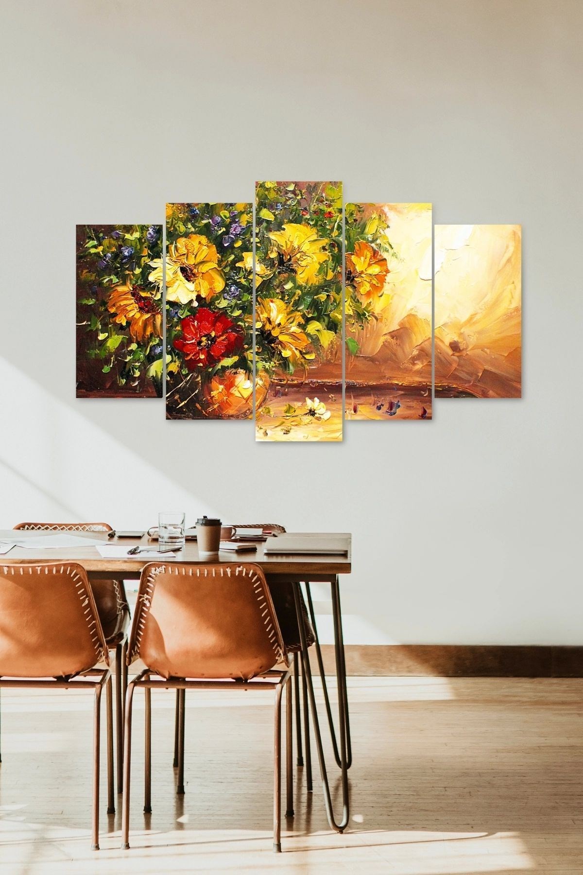 Çiçekler 5 Parçalı Mdf Tablo 60 x 100
