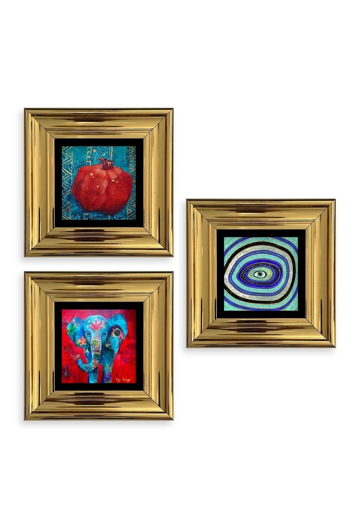 Mistik 3 lü Set Çerçeveli Taş Tablo 20 cm