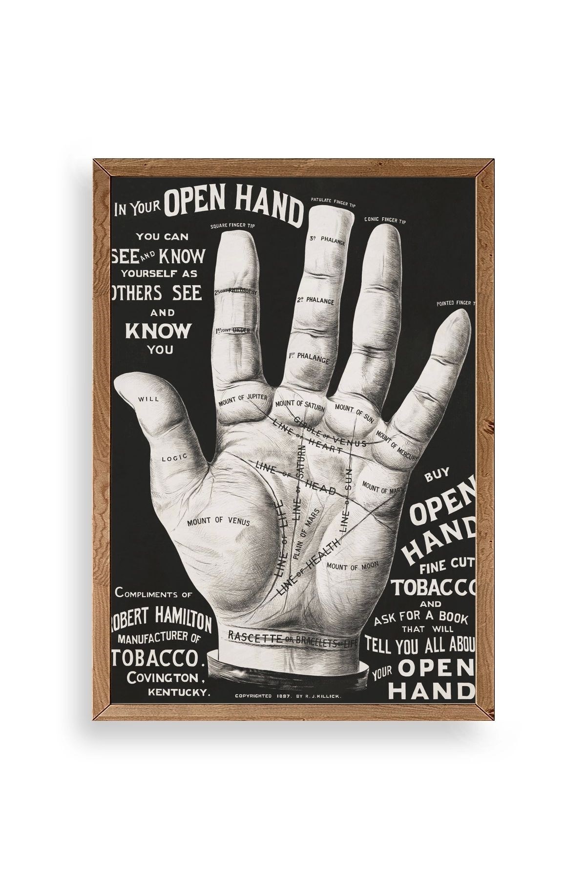 Avuç Okuma Rehberi Ahşap Çerçeveli Tablo 23 x 30