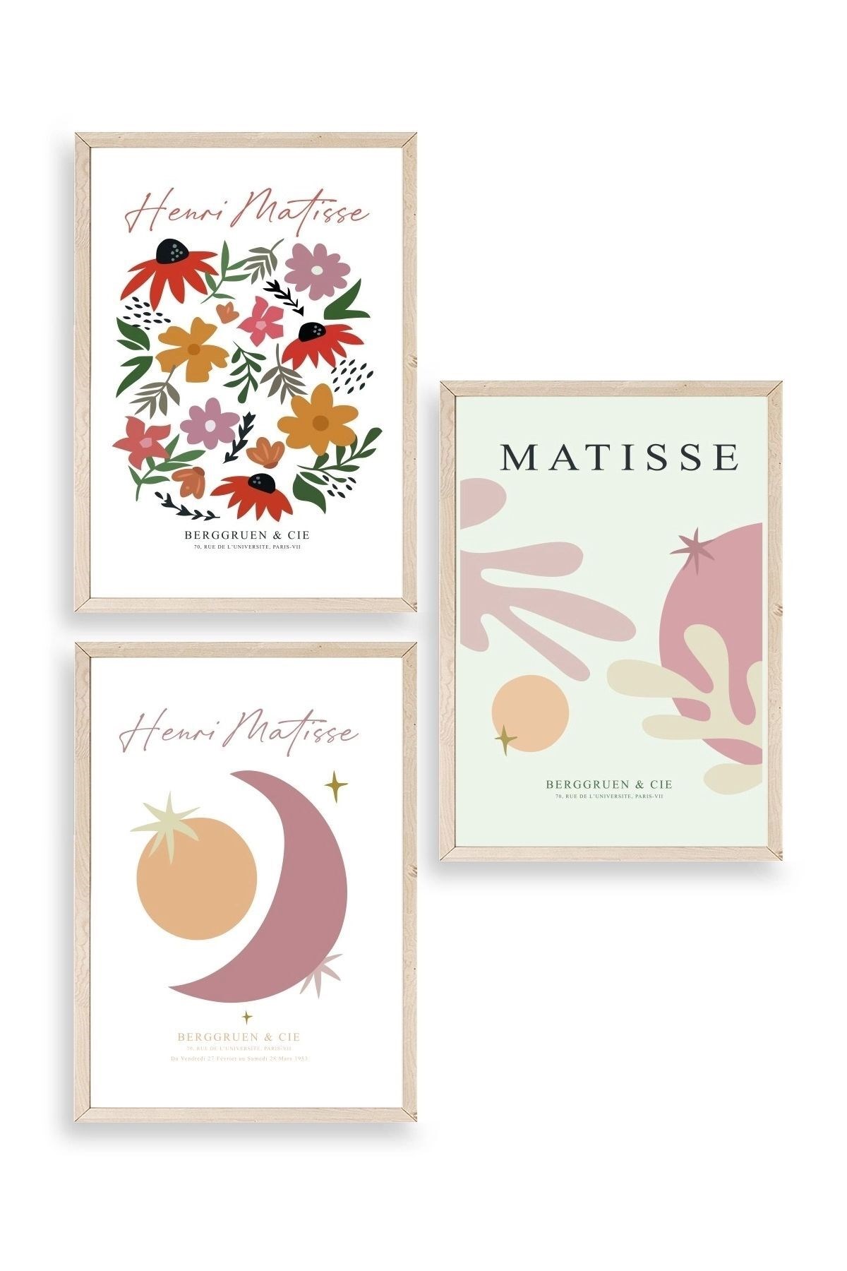 Matisse Üçlü Ahşap Çerçeveli Tablo 23 x 30