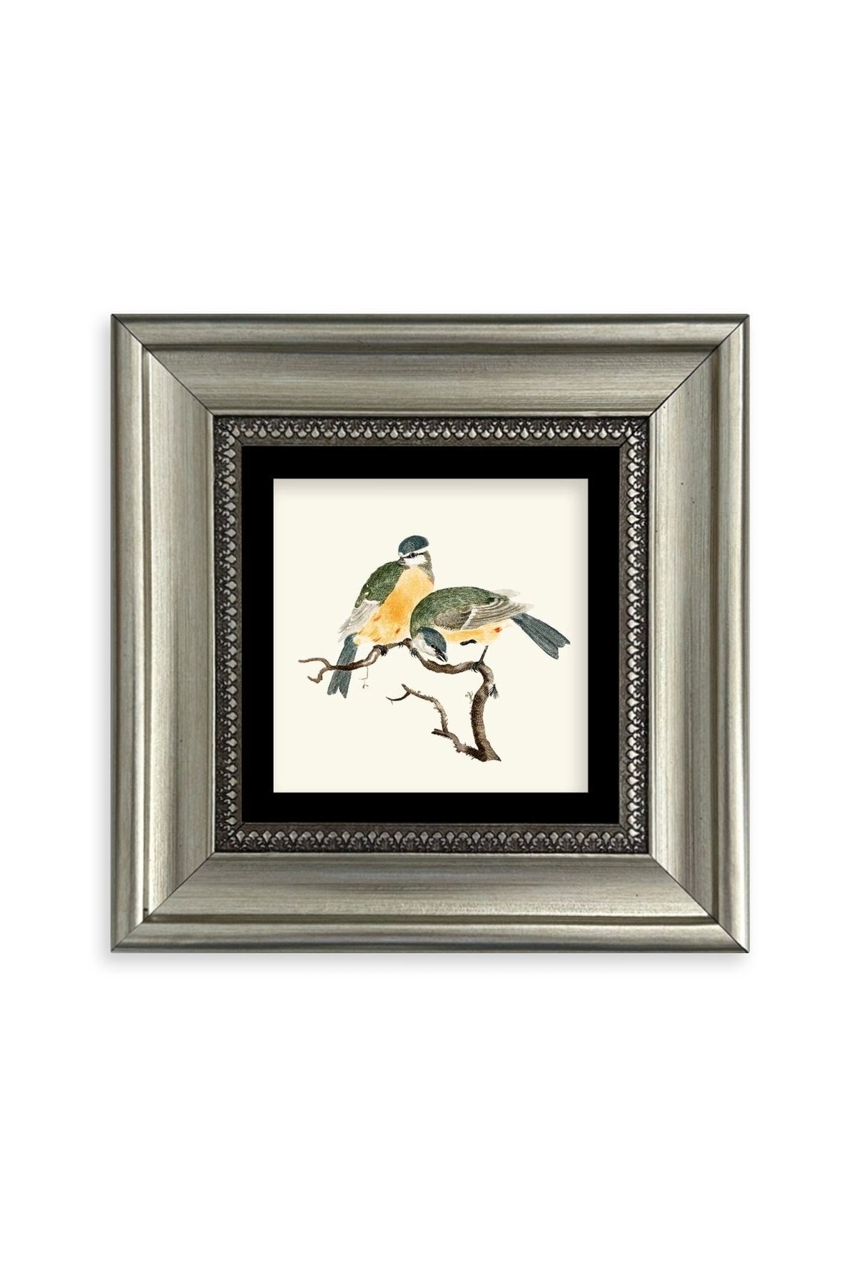 Dalda İki Kuş Çerçeveli Taş Tablo 20 cm