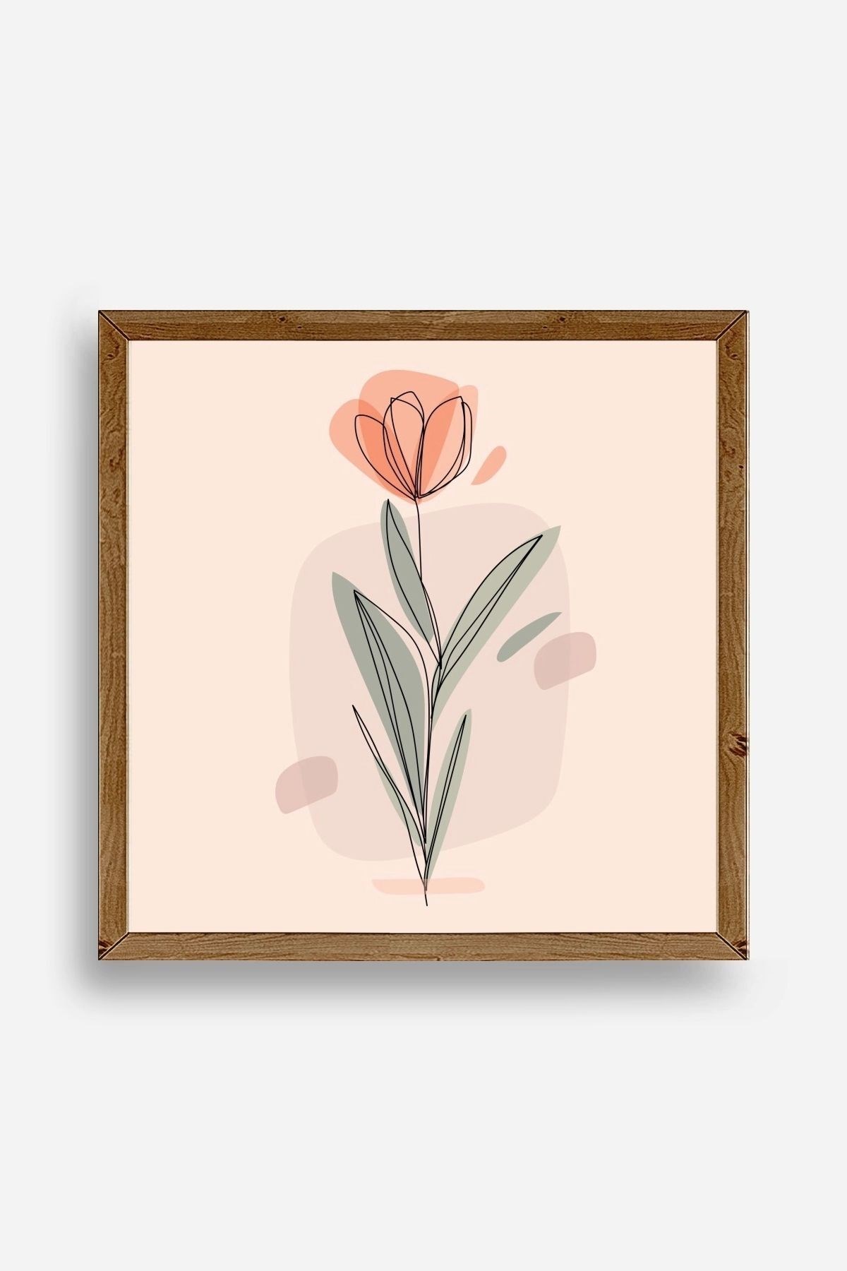 Çiçek Ahşap Çerçeveli Tablo 50 x 50