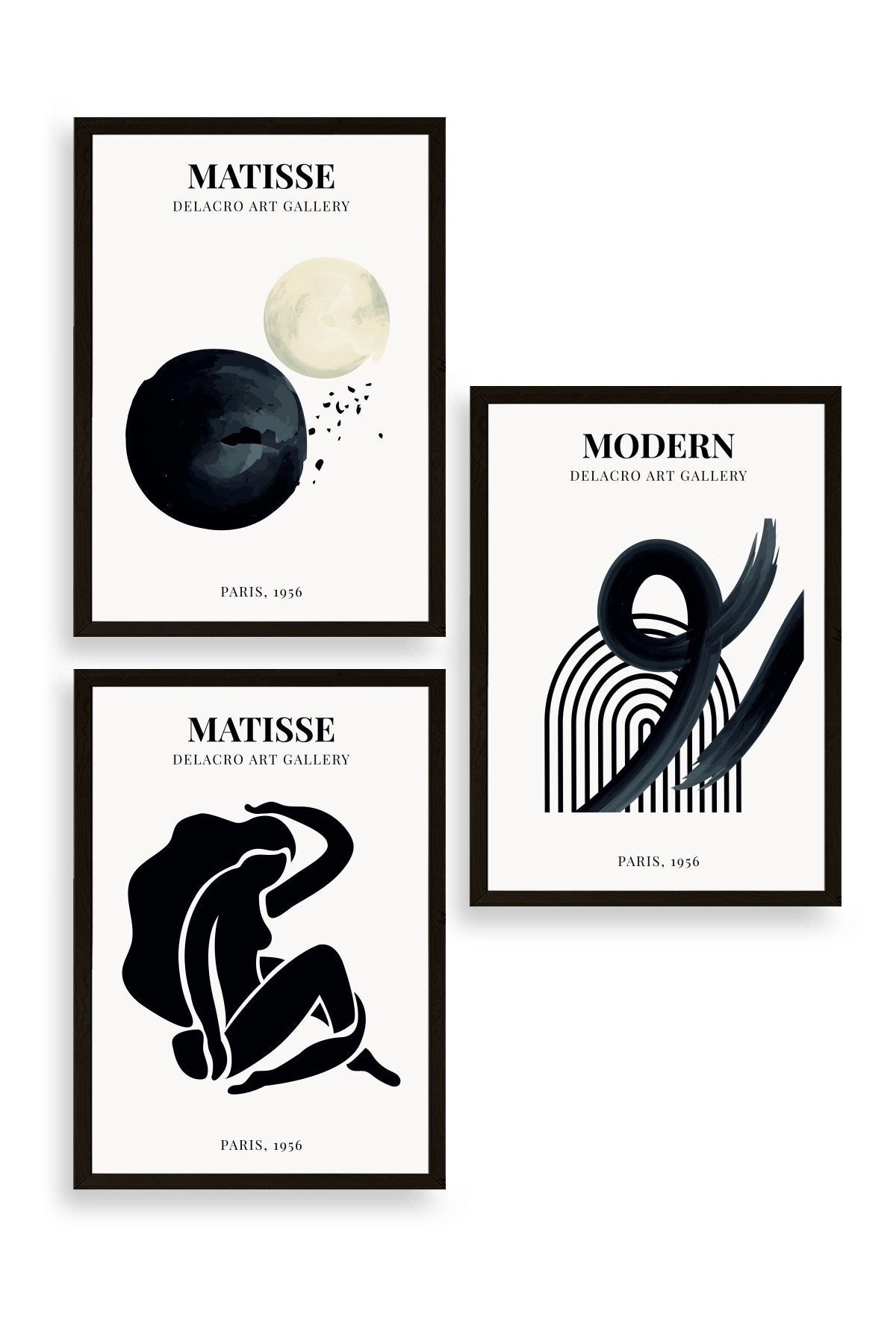 Matisse Üçlü Ahşap Çerçeveli Tablo 30 x 40